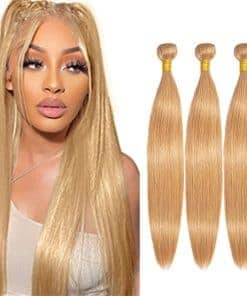 #27 Mechones Rubio Cabello Humano Recto 24 26 28 Pulgadas