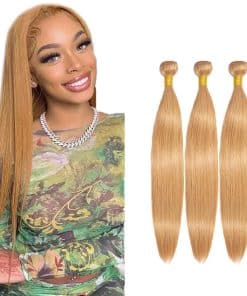 #27 Mechones rubios Cabello humano paquetes rectos 28 30 32