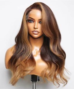 Pelucas Sintéticas de Encaje Frontal Largo Ondulado Medio