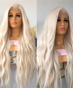 Pelucas de fibra resistente al calor sintético de frente de