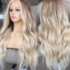 Pelucas Sintéticas Ombre de Encaje Frontal Largo y Ondulado