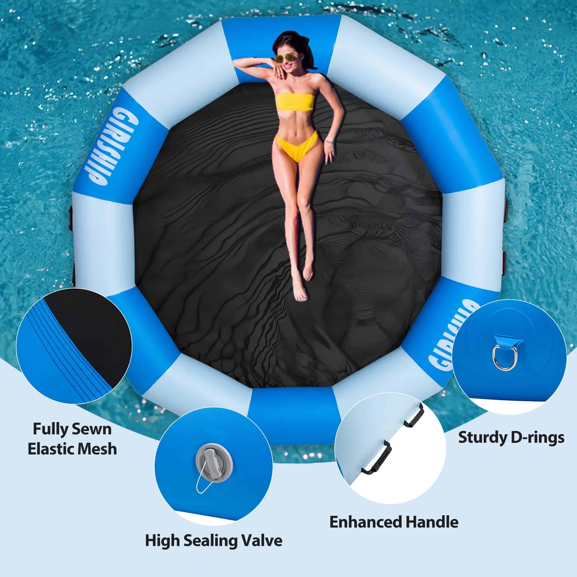 Trampolín acuático inflable de 8 pies, anillo flotante - Imagen 6