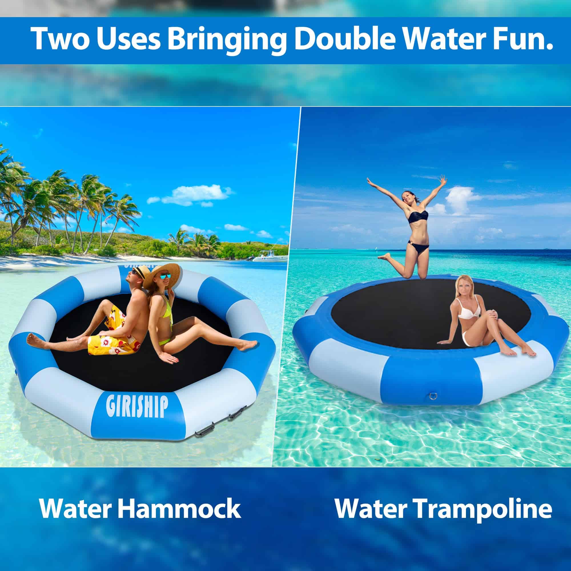 Trampolín acuático inflable de 8 pies, anillo flotante - Imagen 3