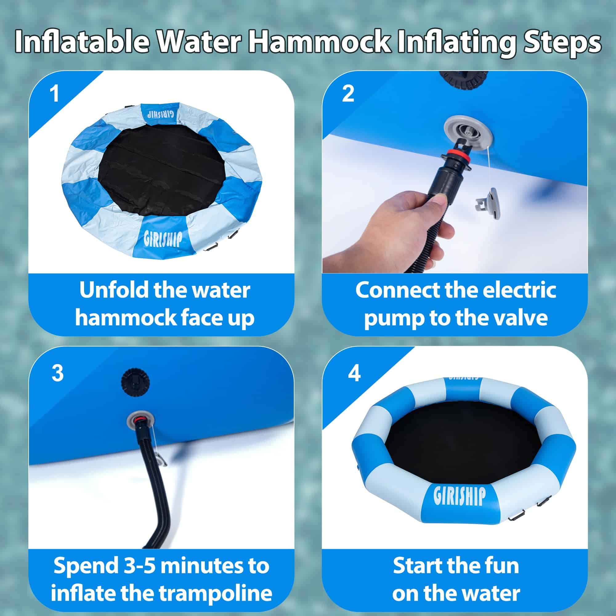 Trampolín acuático inflable de 8 pies, anillo flotante - Imagen 7