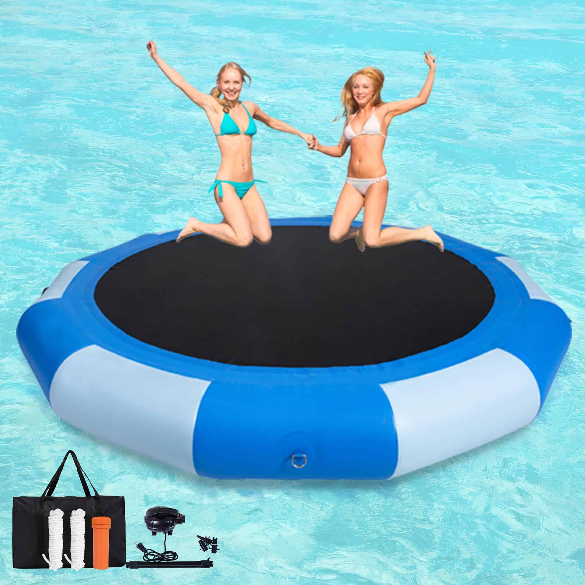 Trampolín acuático inflable de 8 pies, anillo flotante