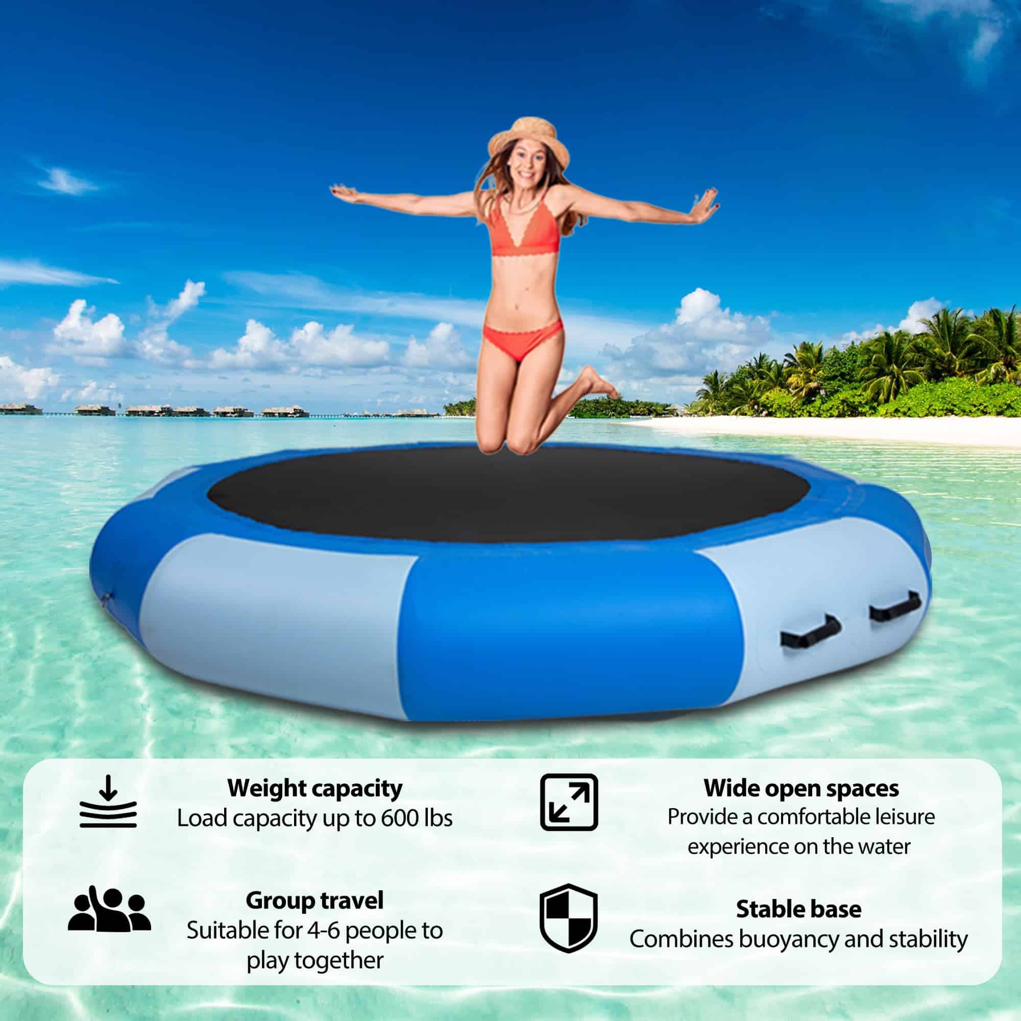 Trampolín acuático inflable de 8 pies, anillo flotante - Imagen 4