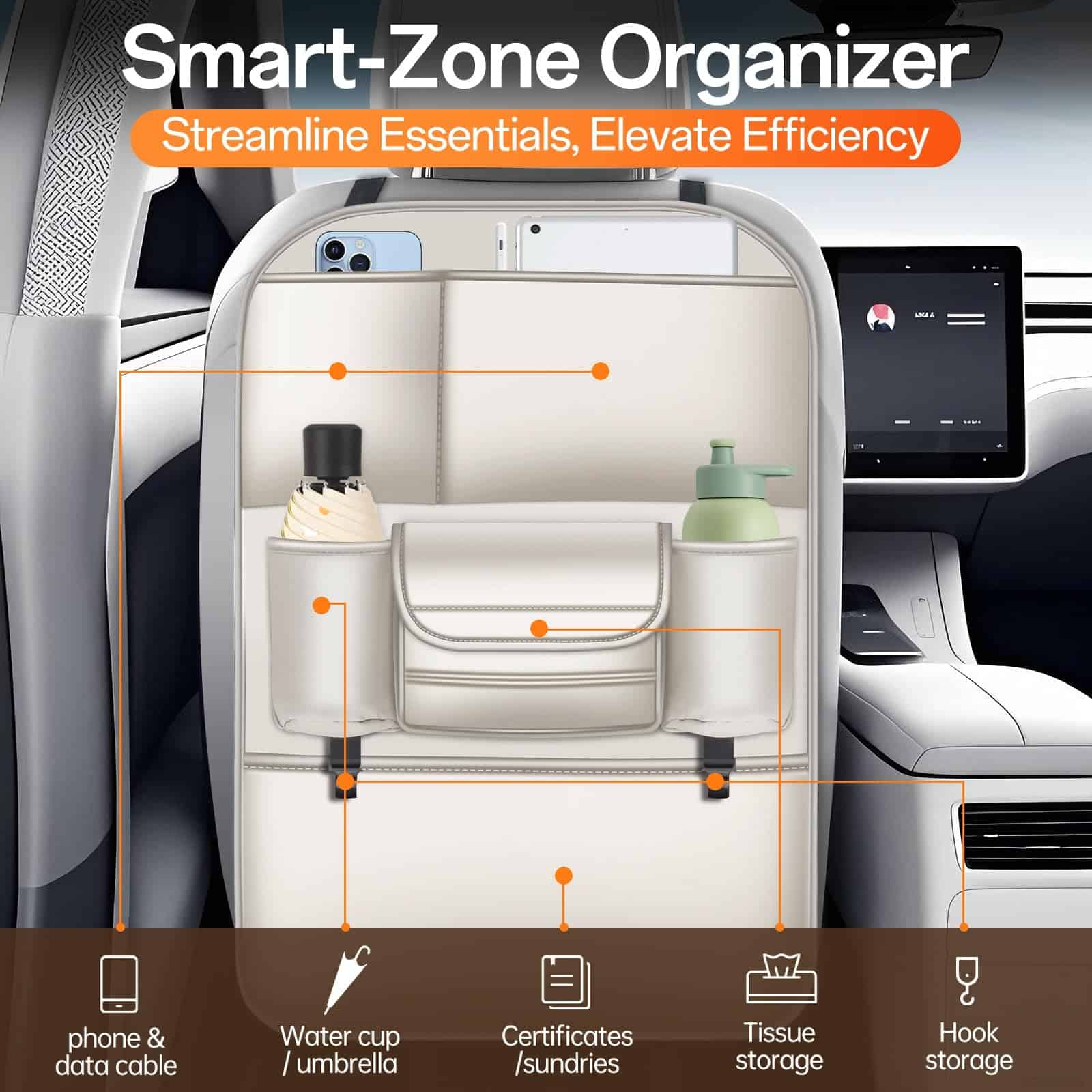 Organizador de Asiento Trasero de Cuero DGXWLLW Kick Mats - Imagen 3