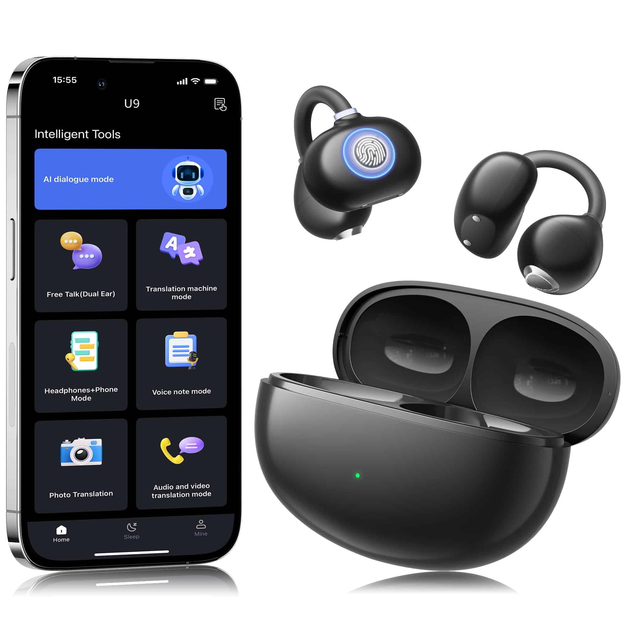 Auriculares inalámbricos AMINY, 2 en 1 Bluetooth 5.4 y