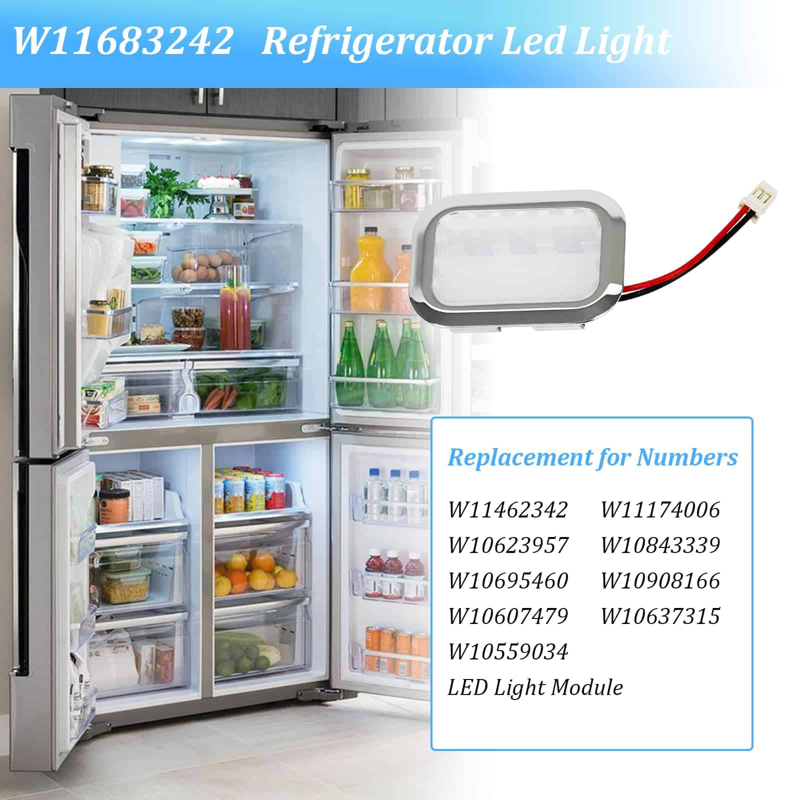 Kit de luces LED para refrigerador W11683242 compatible con - Imagen 6