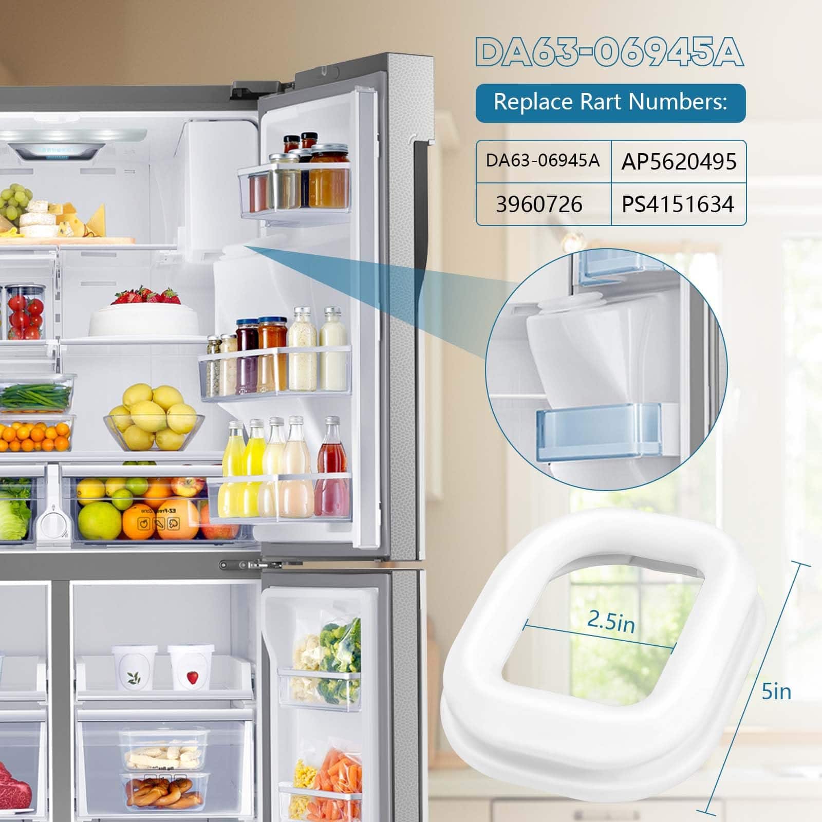 Sello de la tapa del conducto de hielo del refrigerador - Imagen 7