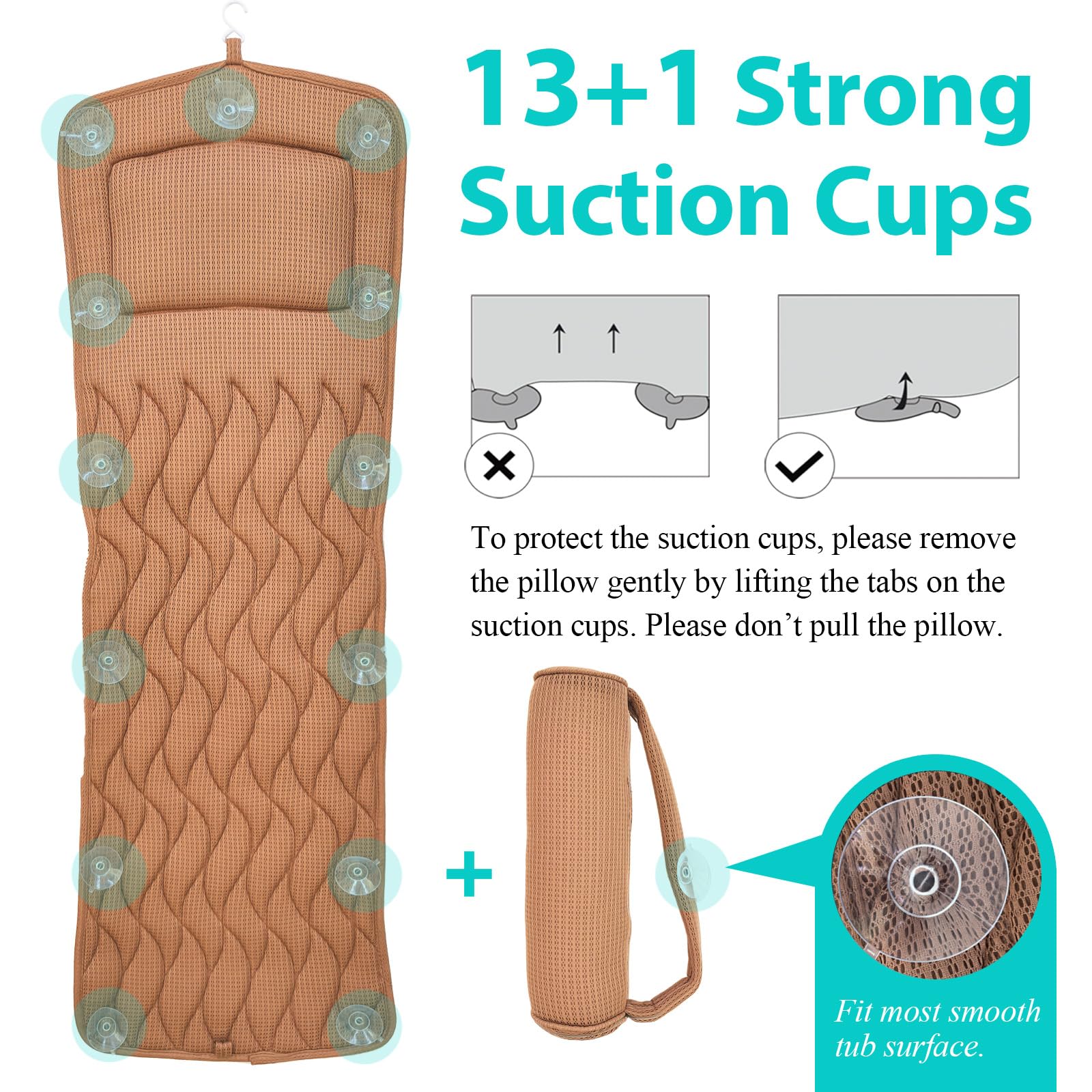 Almohada de Baño de Cuerpo Completo AEROiVi -Marrón - Imagen 4