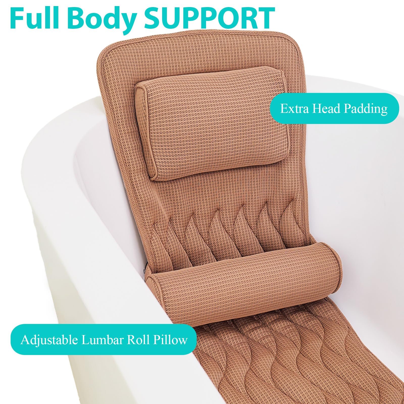 Almohada de Baño de Cuerpo Completo AEROiVi -Marrón - Imagen 7