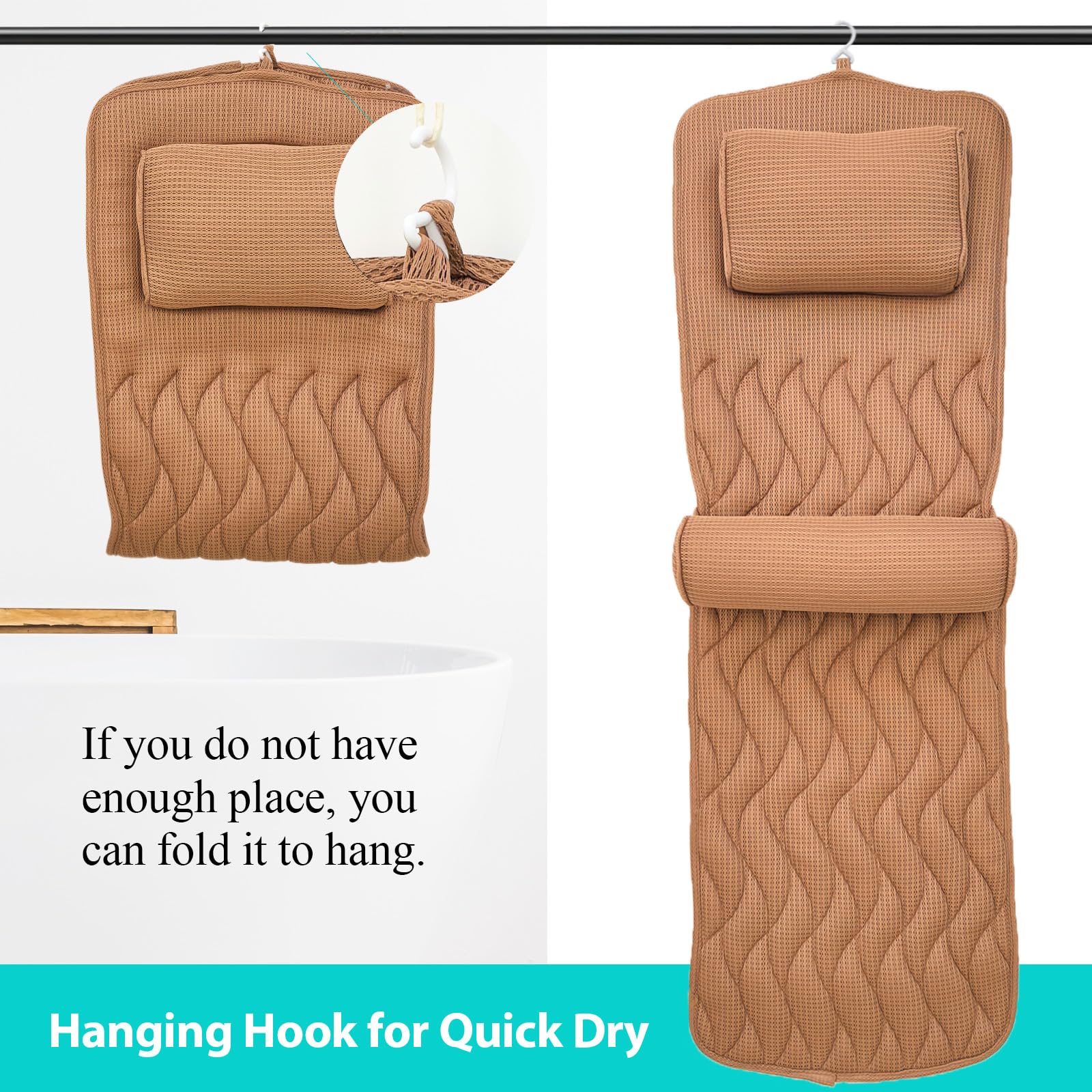 Almohada de Baño de Cuerpo Completo AEROiVi -Marrón - Imagen 5