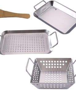 Juego de 3 Cestas Perforadas de Acero Inoxidable Premium