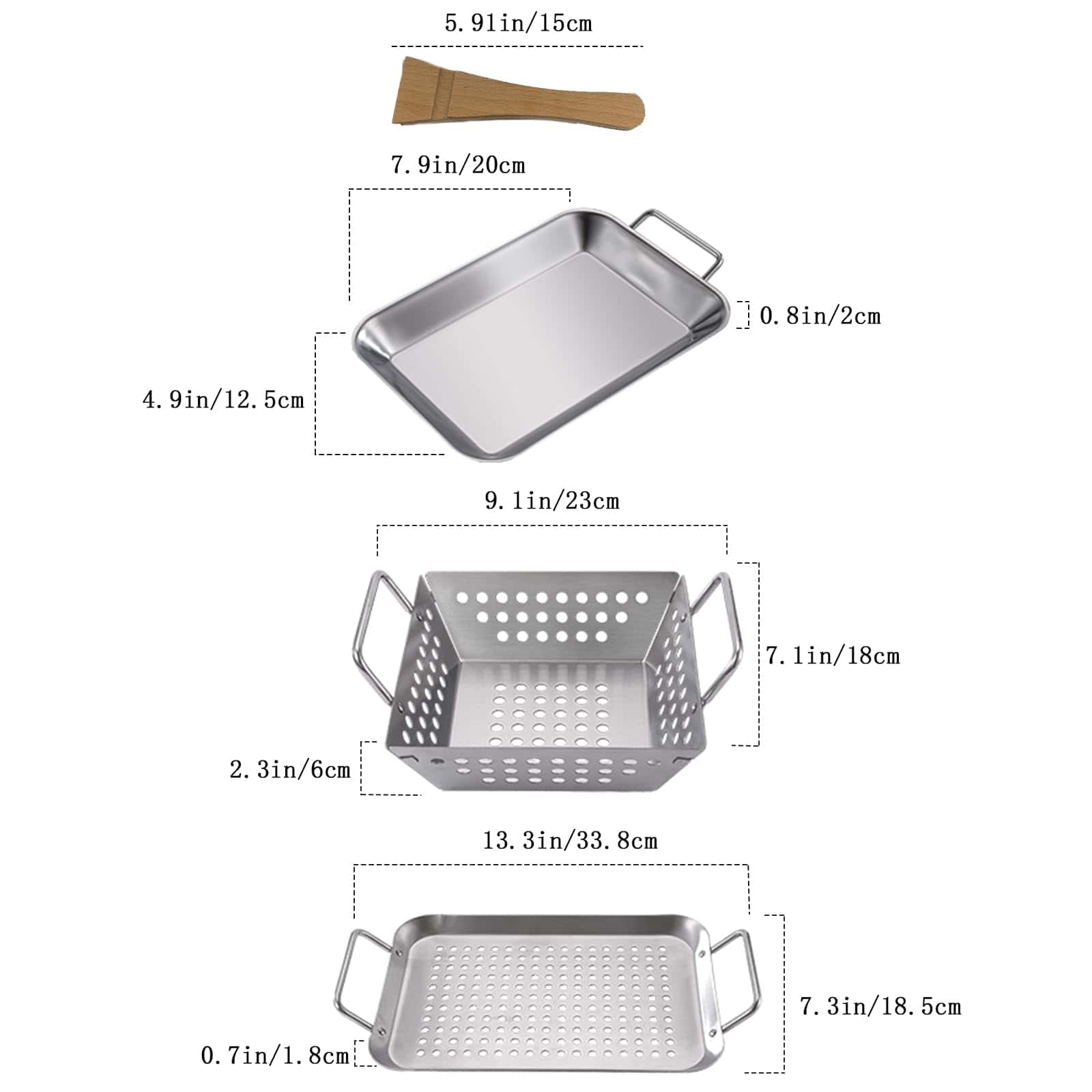 Juego de 3 Cestas Perforadas de Acero Inoxidable Premium - Imagen 3