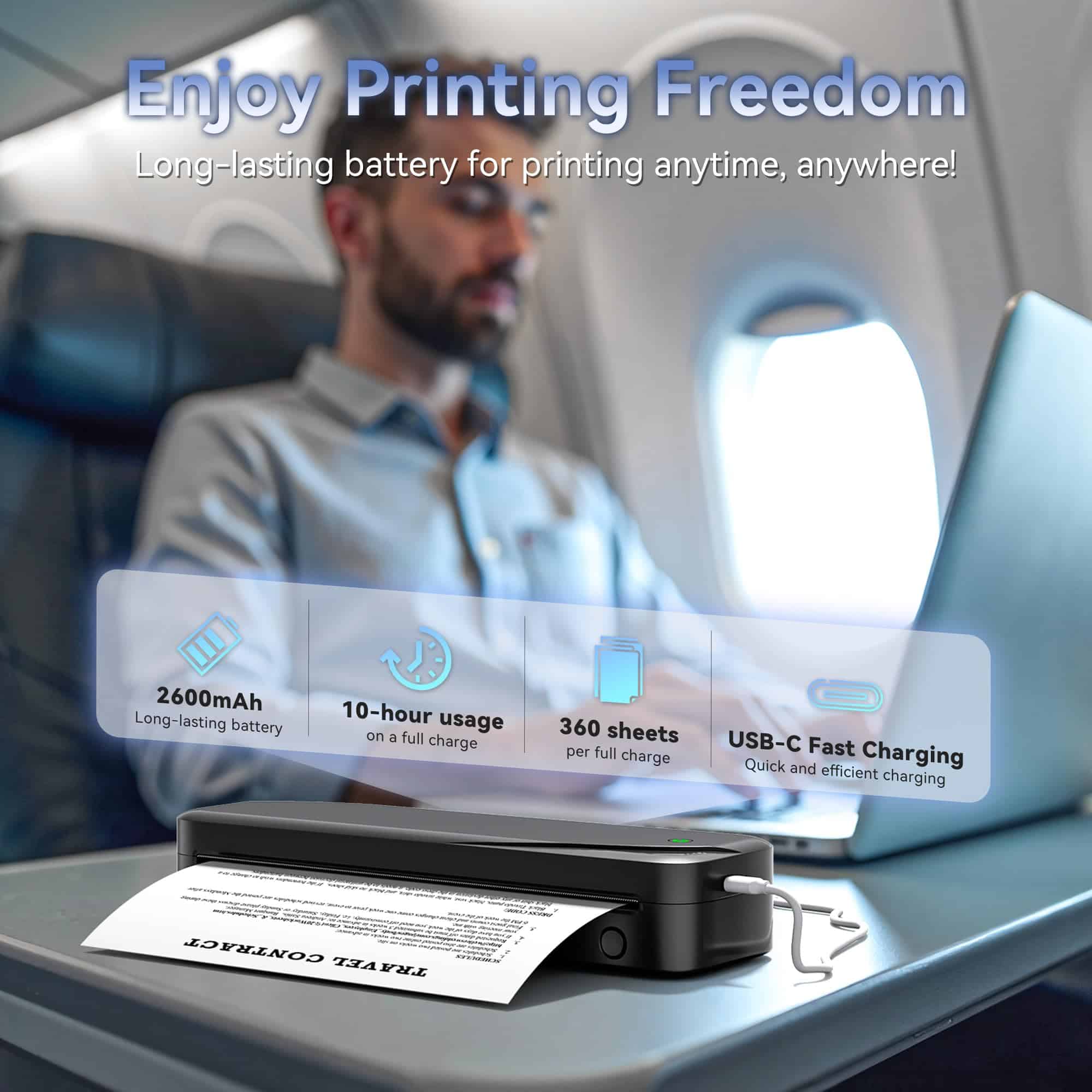 Impresora Portátil Inalámbrica NelkoGlobal para Viajes, - Imagen 4