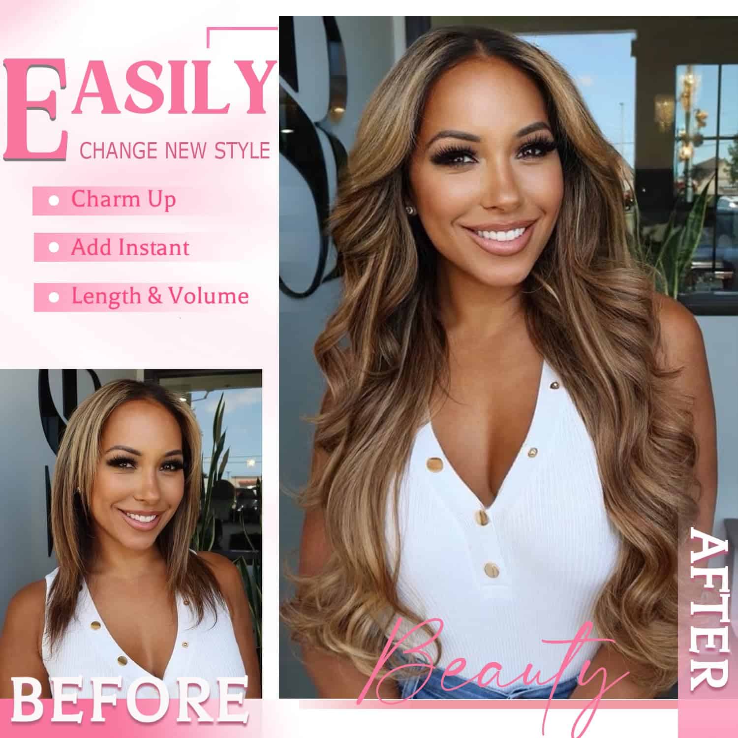 Extensiones de Cabello Clip en Cabello -Balayage Marrón Oscu - Imagen 6