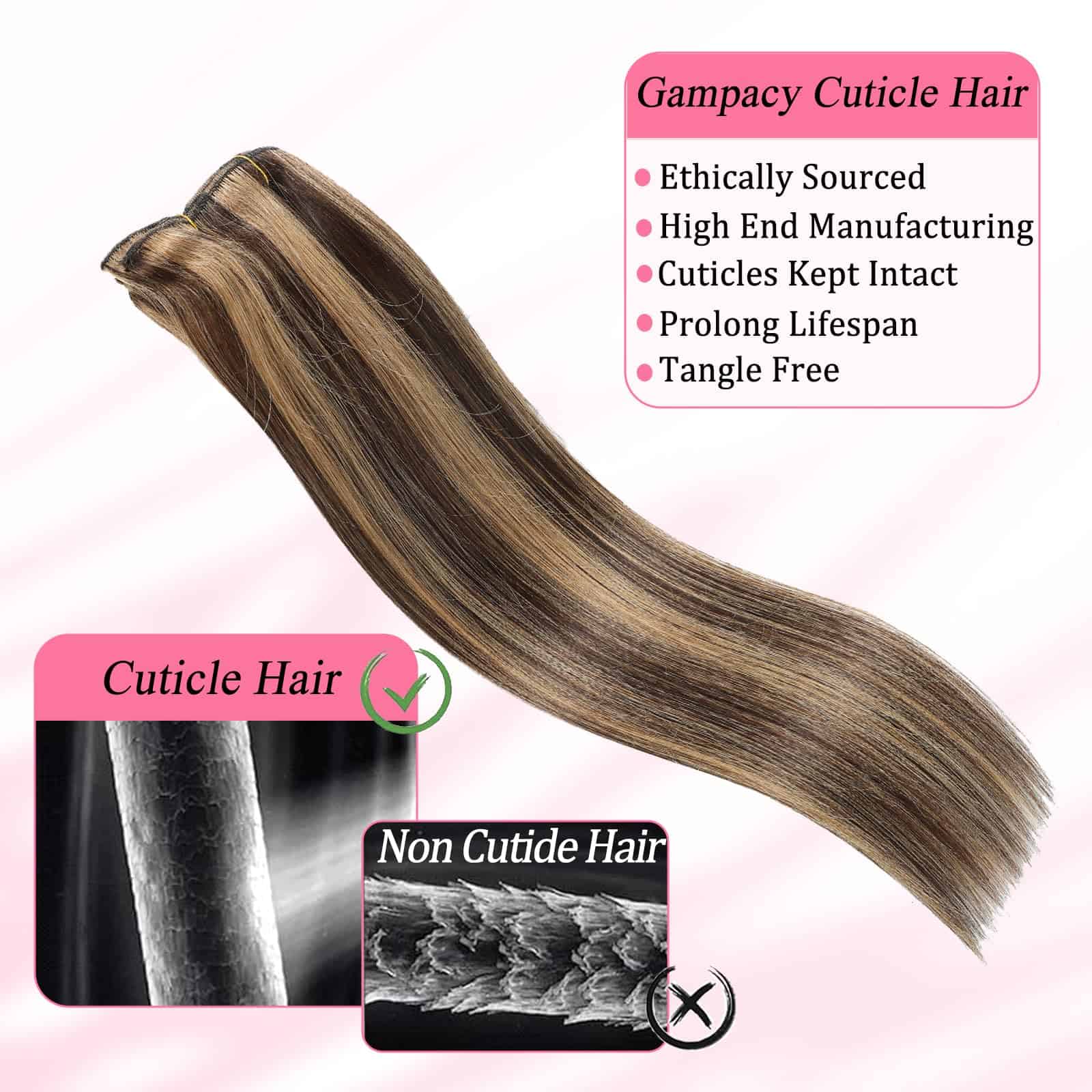 Extensiones de Cabello Clip en Cabello -Balayage Marrón Oscu - Imagen 3