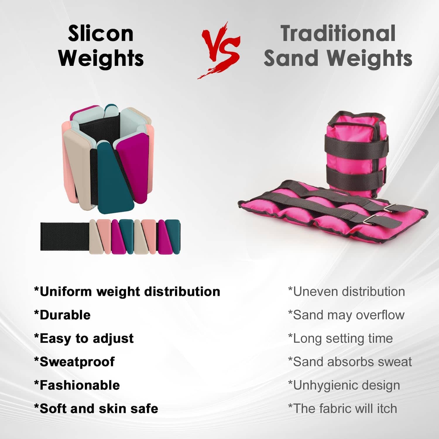 Pesas de muñeca y tobillo, 2 PCS Bandas -Multicolor - Imagen 5