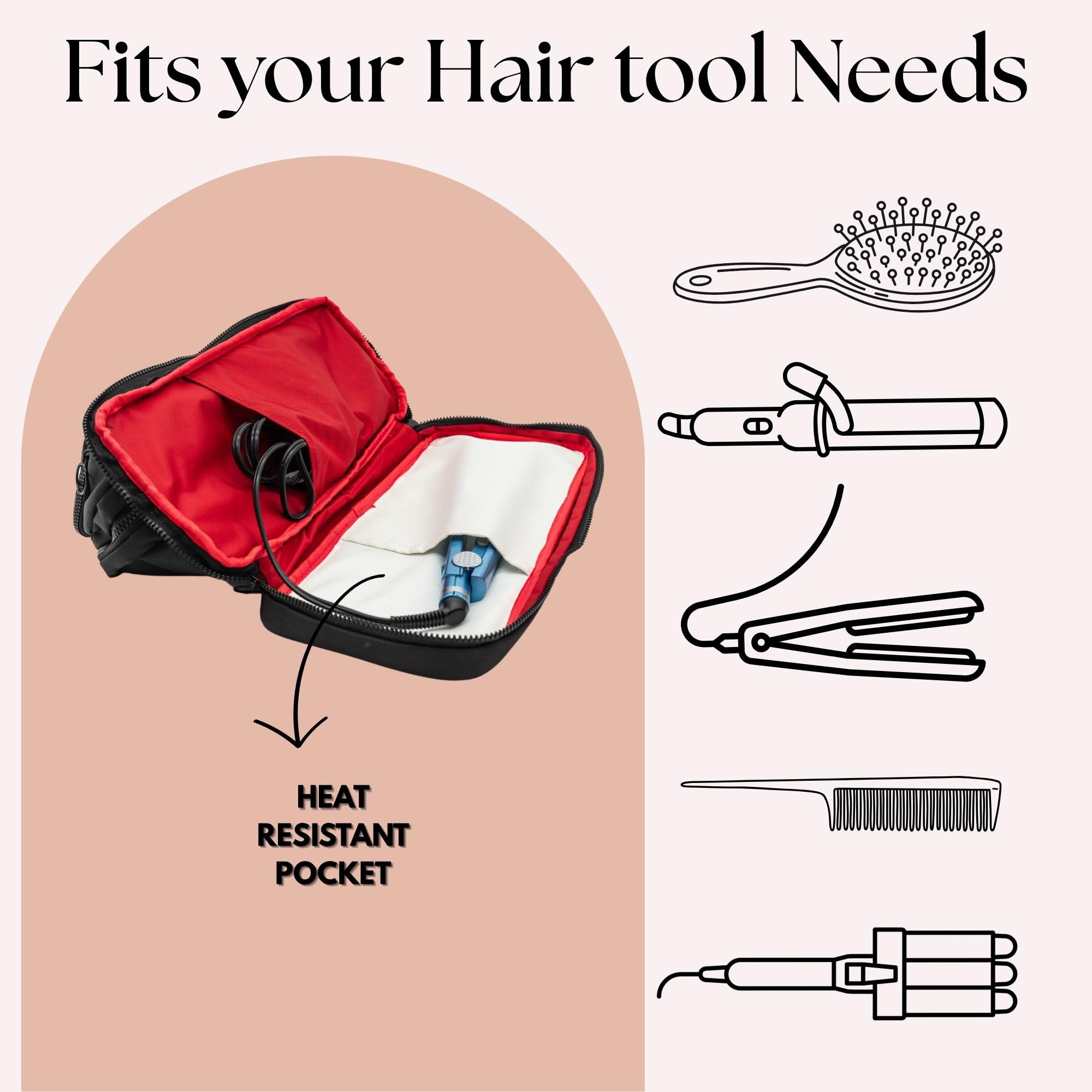 Bolsa de Viaje de Maquillaje Cacheri All in One con - Imagen 6