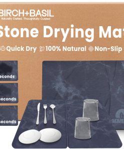 Tapete de Secado para Platos de Piedra de Abedul y Albahaca