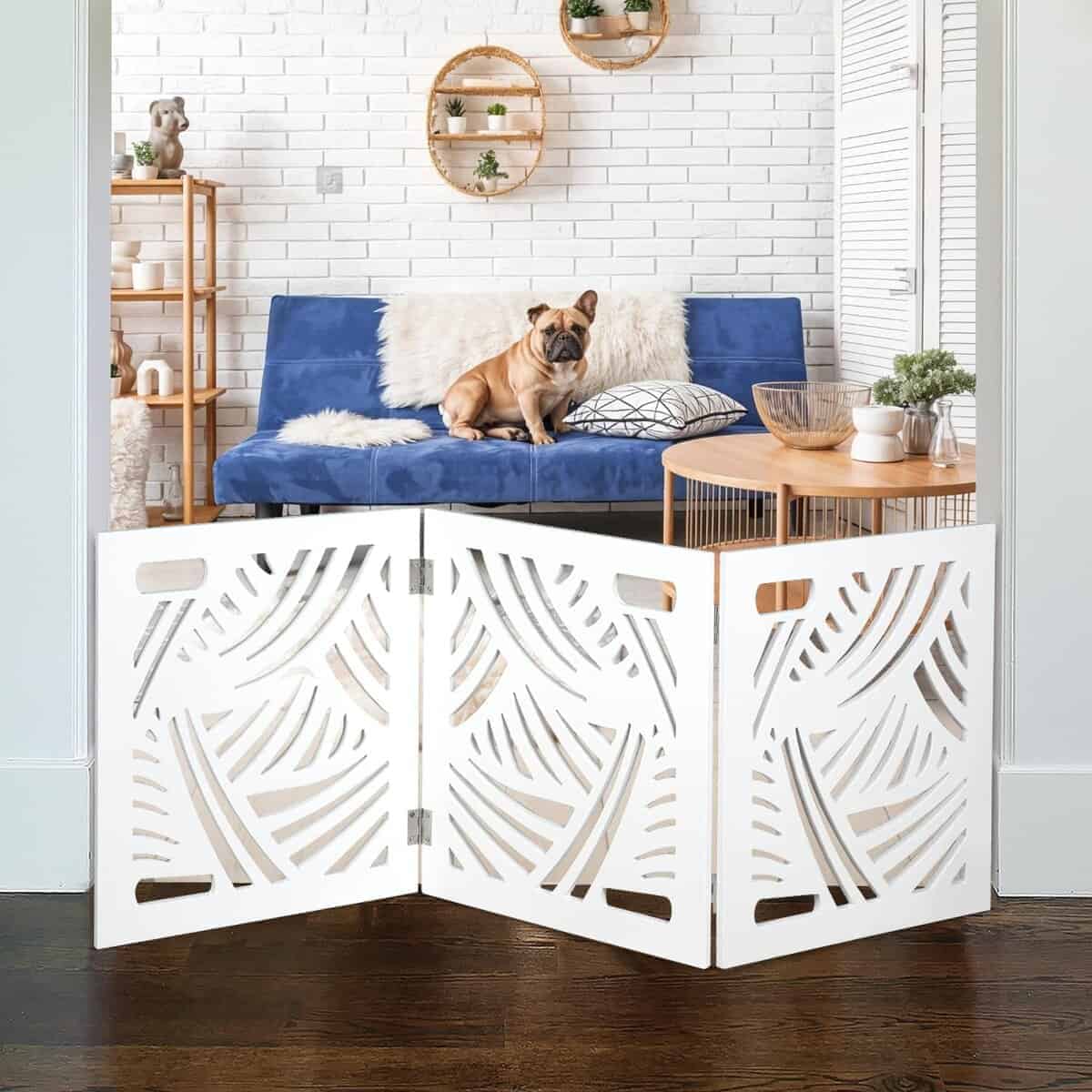 Barrera de Perro Independiente Expandible de Madera