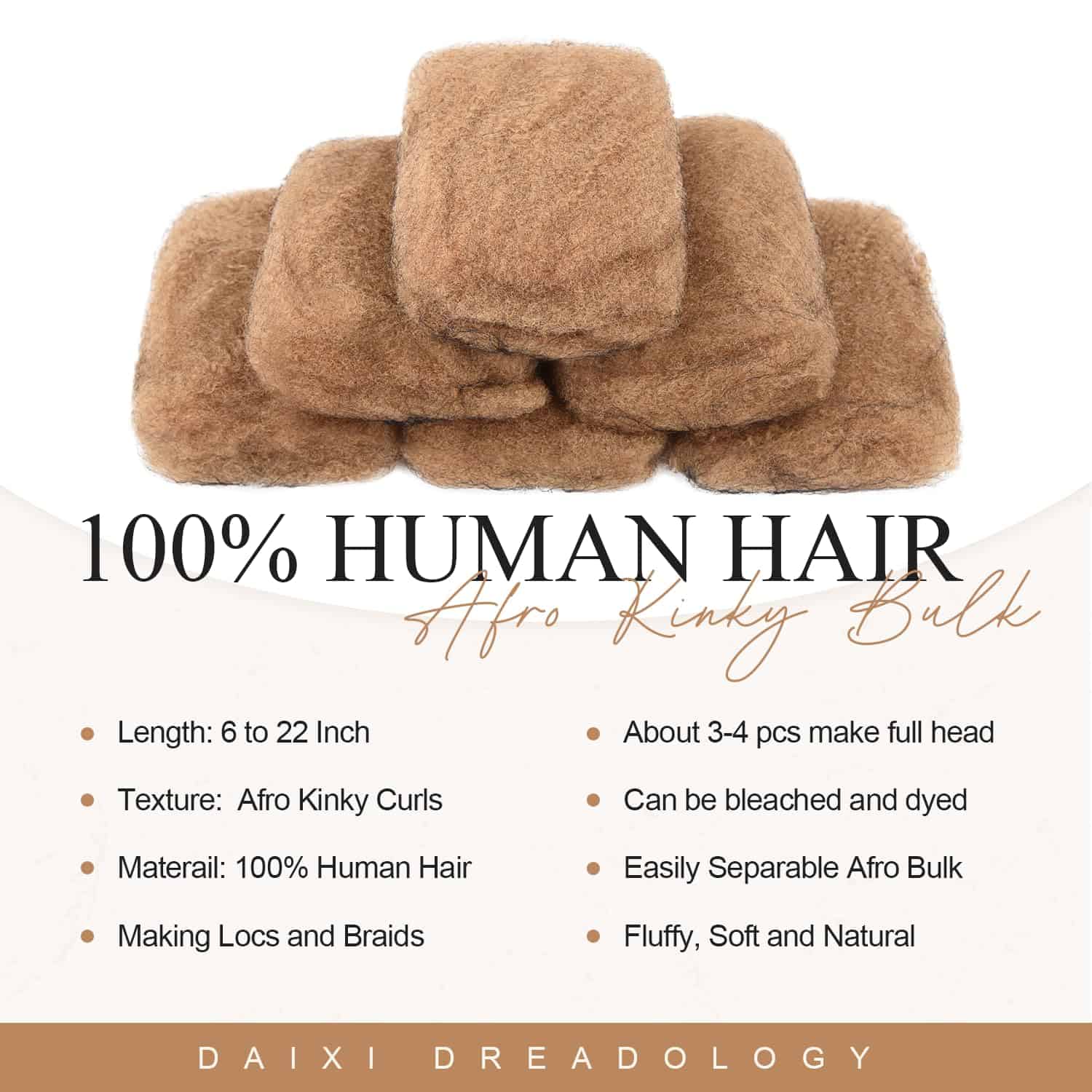 Cabello Humano Rizado Kinky Afro DAIXI, 50 gramos Suave y - Imagen 4