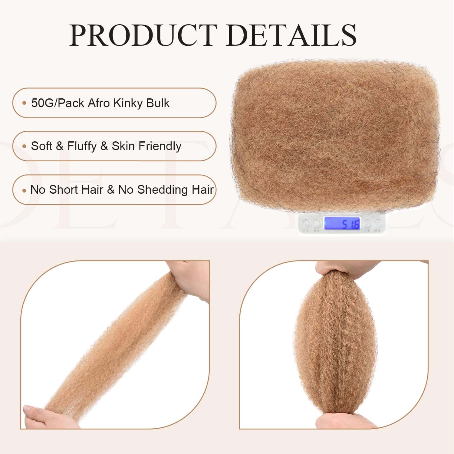 Cabello Humano Rizado Kinky Afro DAIXI, 50 gramos Suave y - Imagen 6