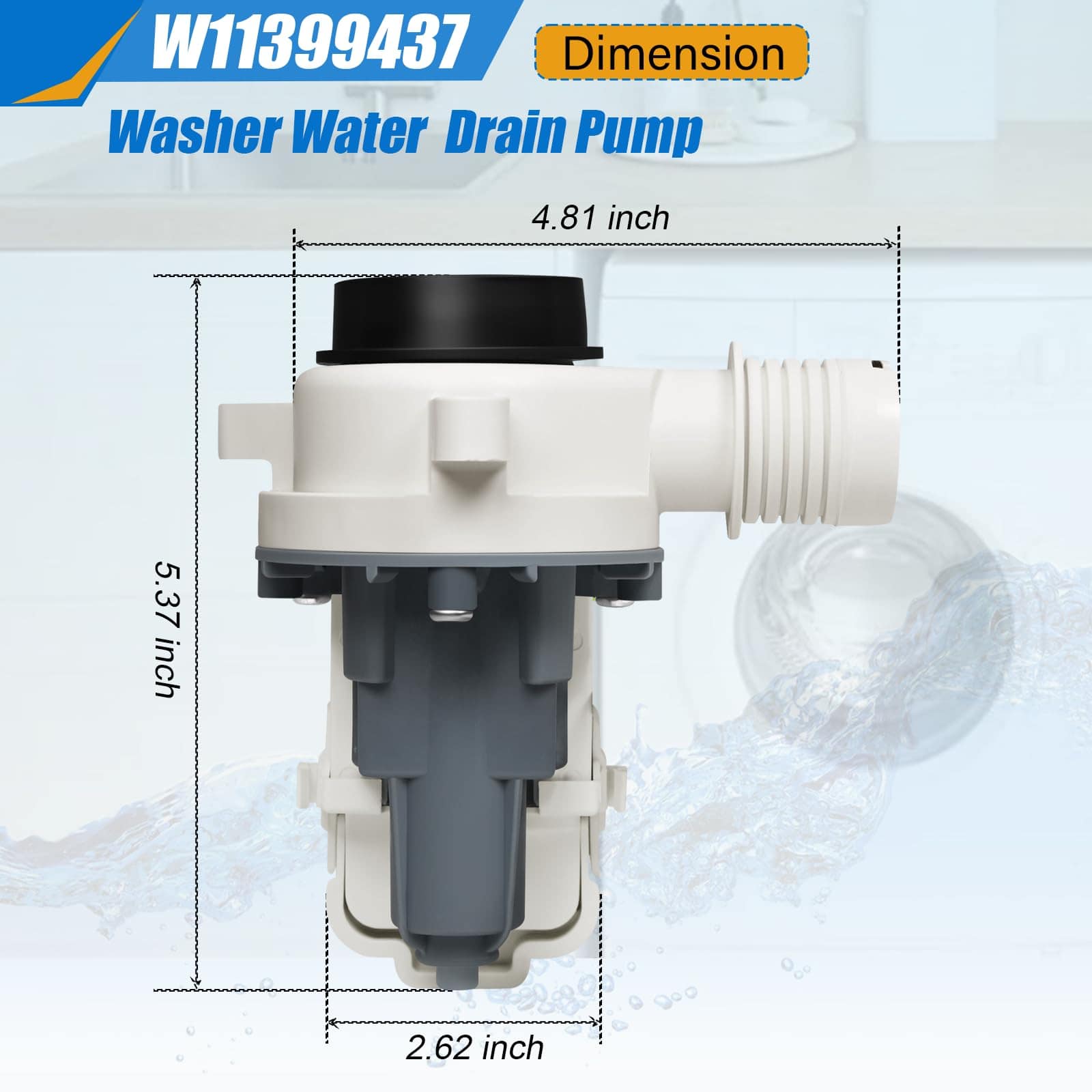 Bomba de desagüe para lavadora W11399437 W11259498 - Imagen 6