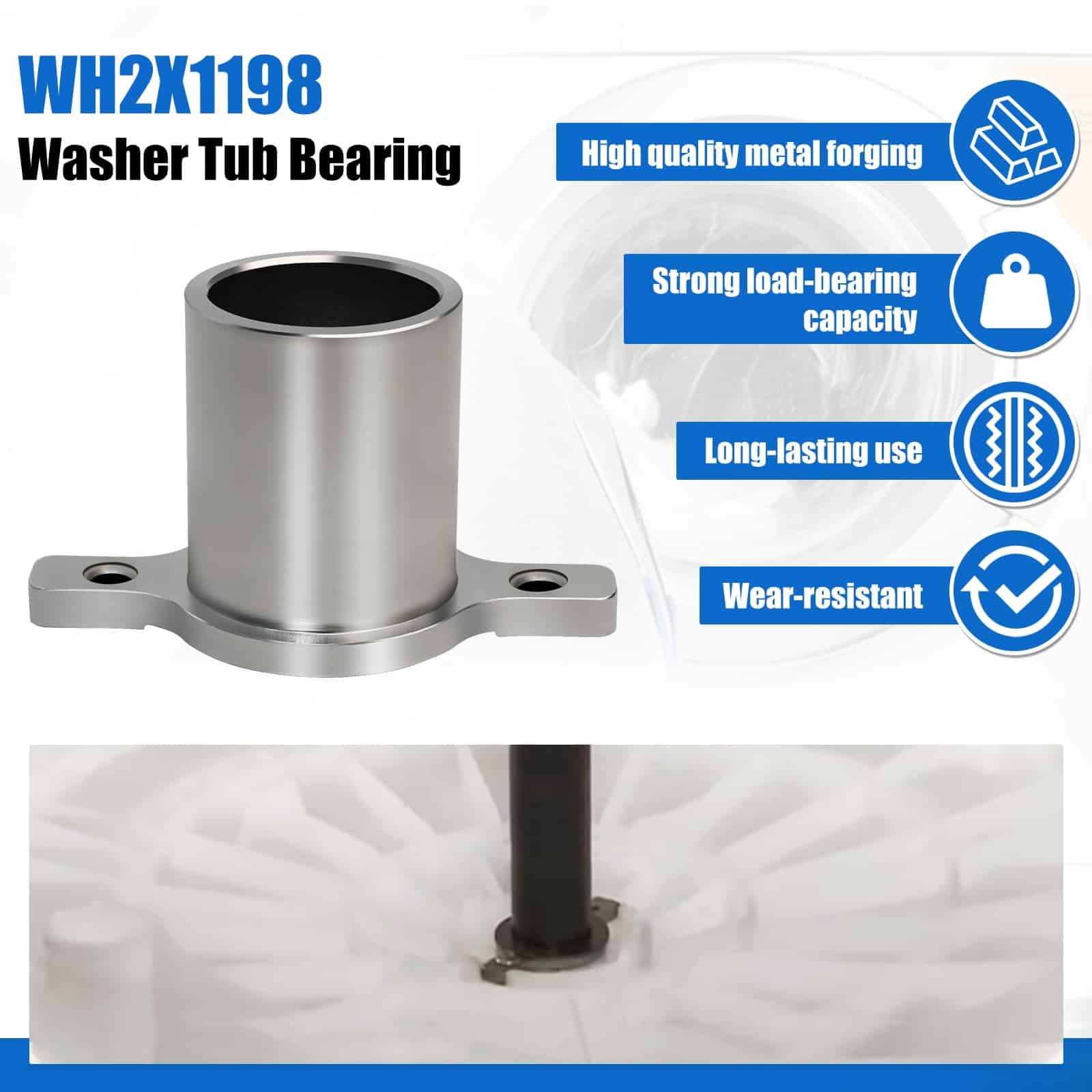 WH2X1198 Rodamiento de la tina de lavadora para lavadora GE - Imagen 8