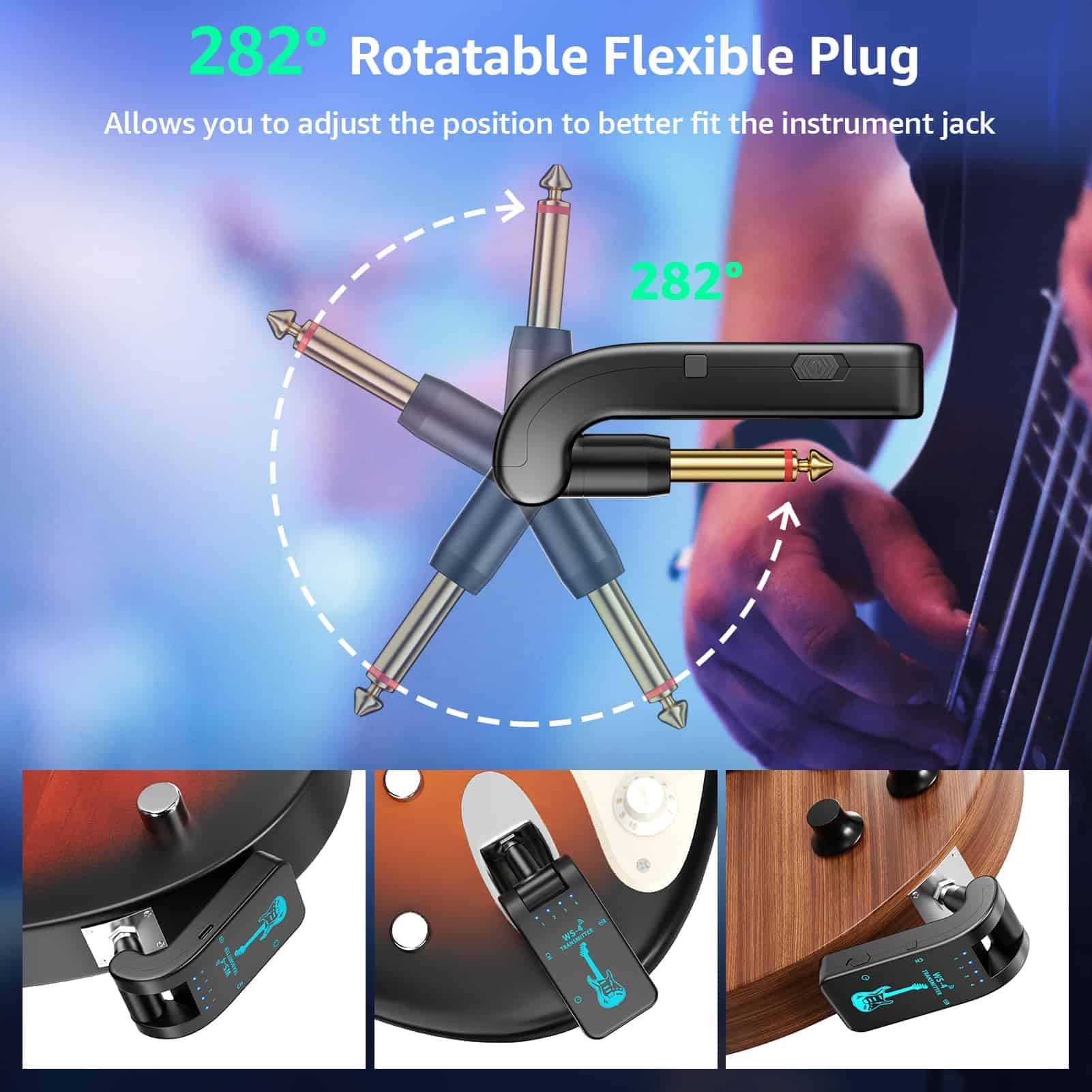 Sistema de Guitarra Inalámbrico Geyrut 2.4GHz, Transmisor y - Imagen 5