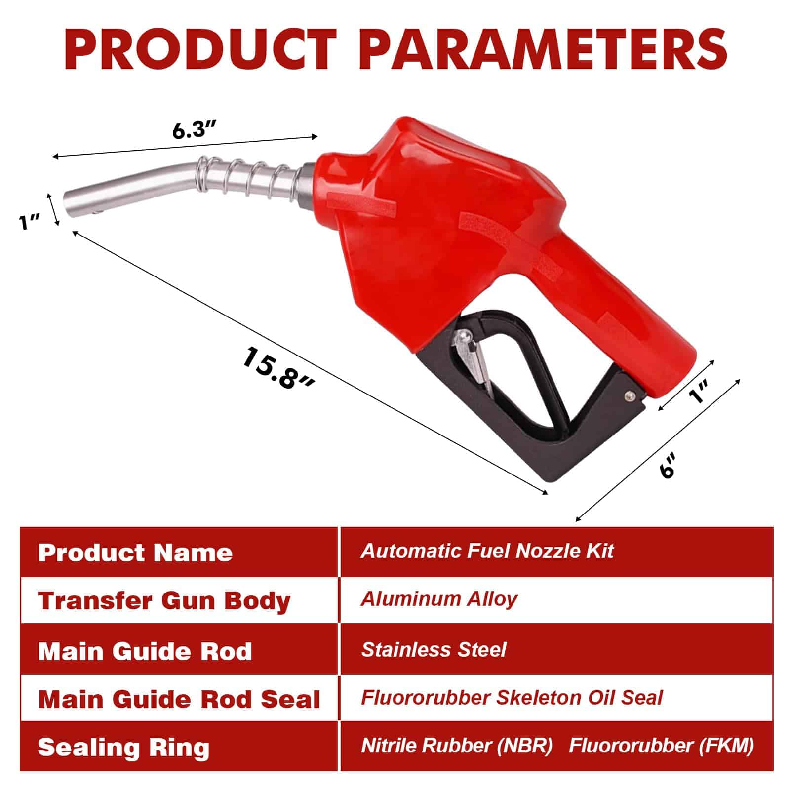 Kit de Boquilla de Combustible Automática de 3/4" Roja NPT - Imagen 3