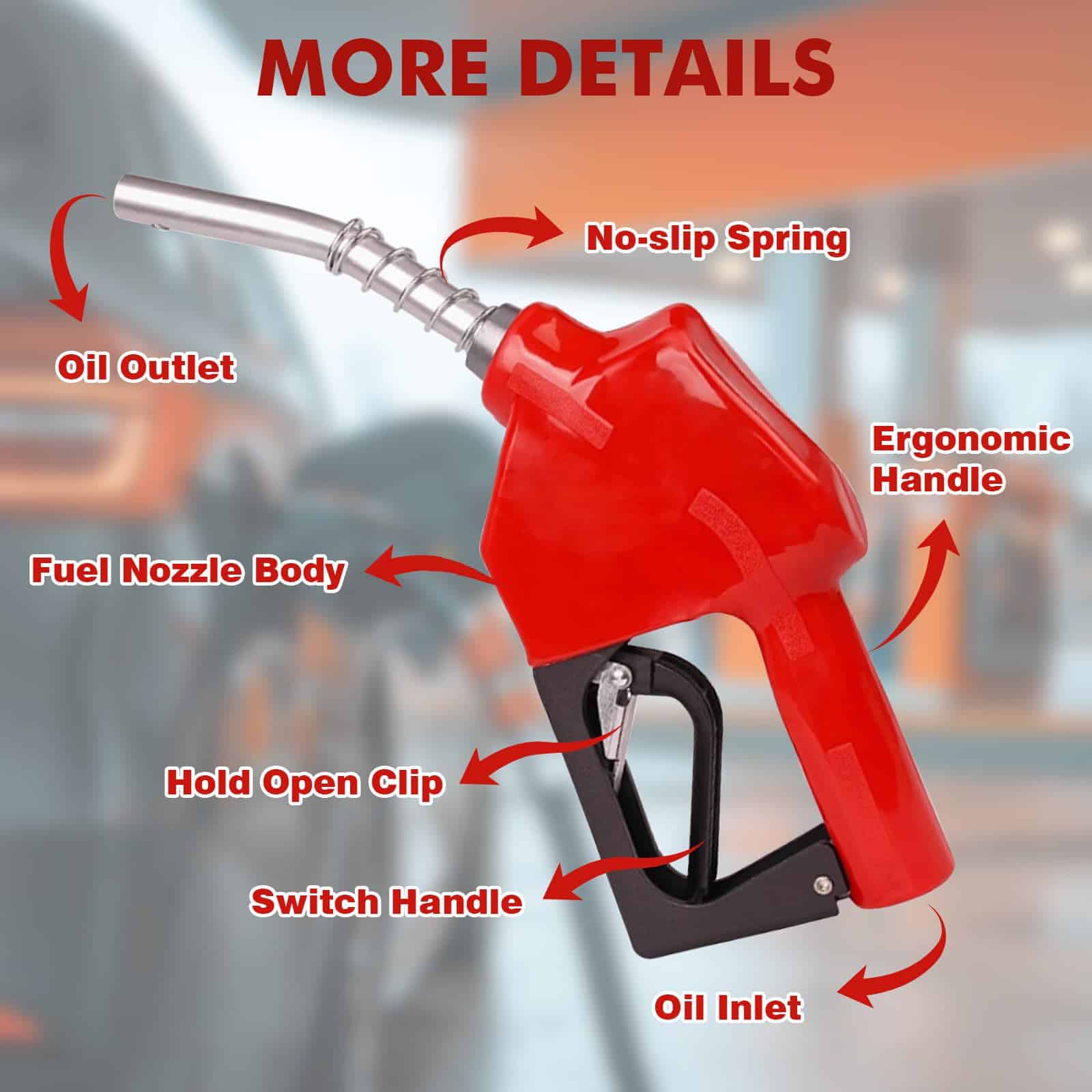 Kit de Boquilla de Combustible Automática de 3/4" Roja NPT - Imagen 5