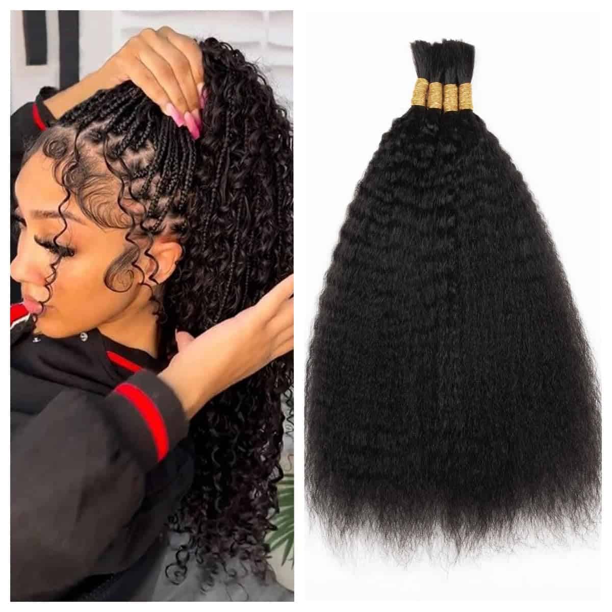 TOPBULK Pelo para Trenzas Humano Kinky Straight Sin trama