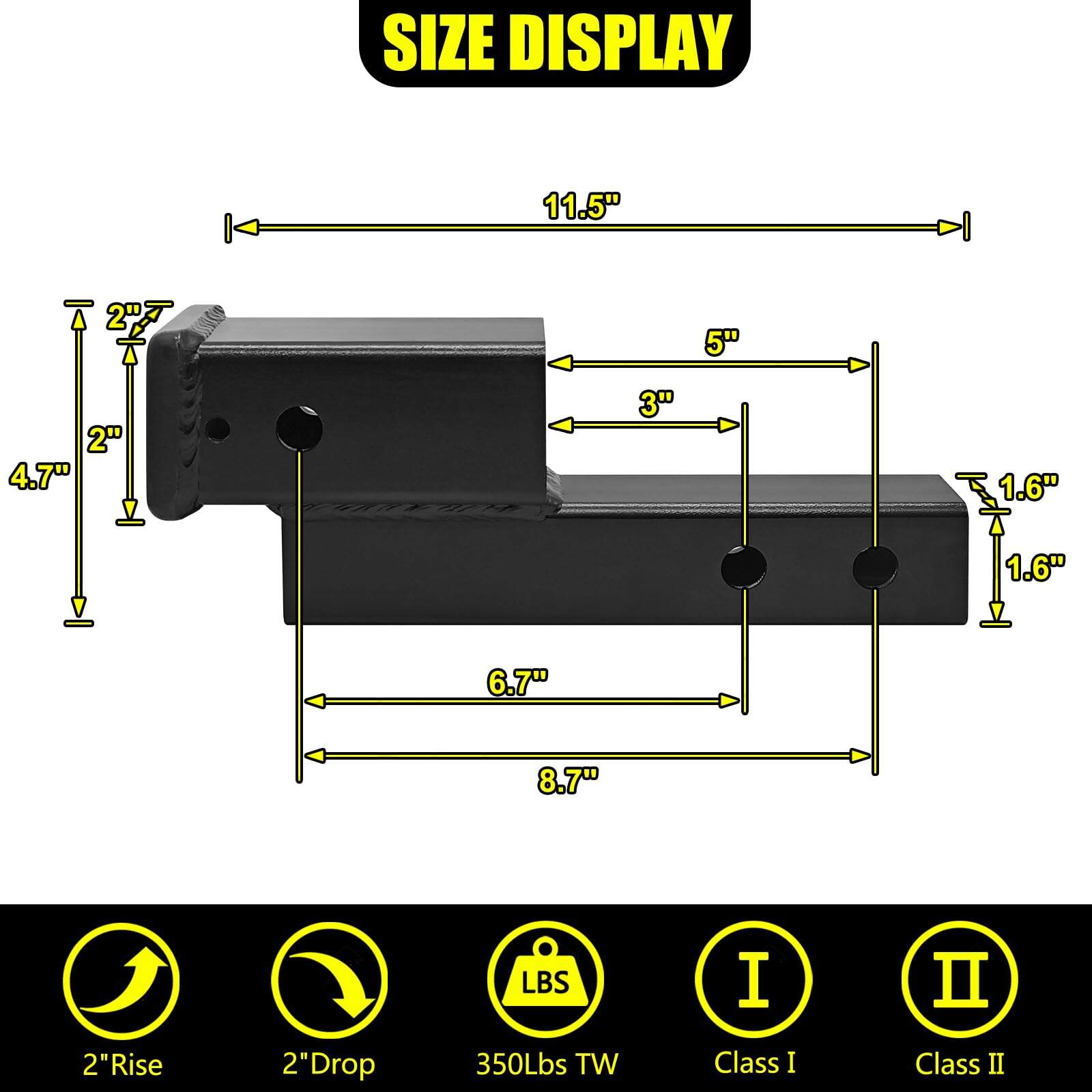 Adaptador Extenso de Receptor de Remolque de 2" por KAIRAY - Imagen 3