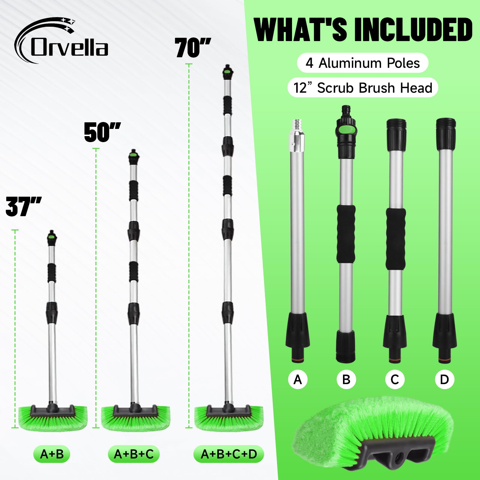 Cepillo para lavado de autos Orvella de 70" con cerdas - Imagen 4