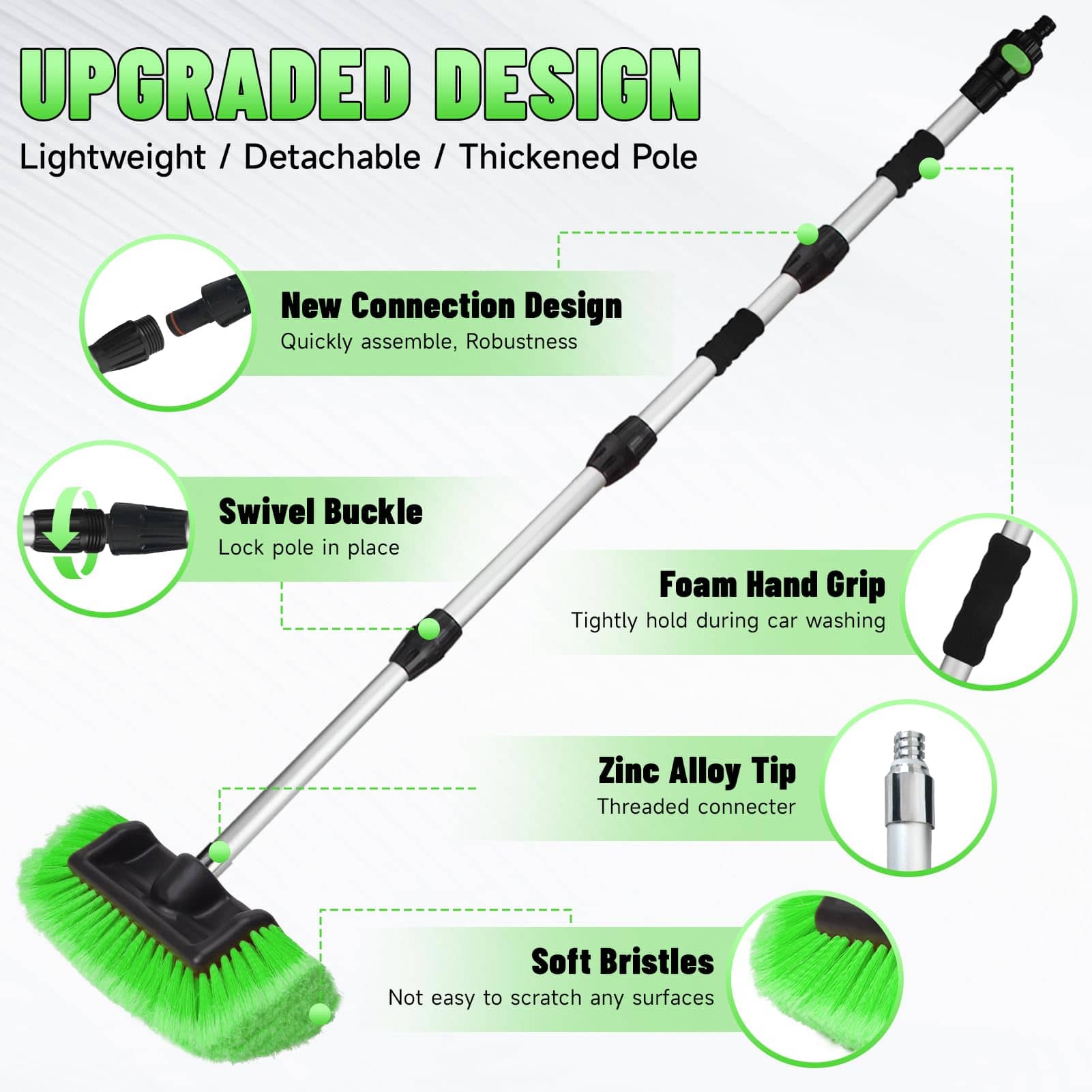 Cepillo para lavado de autos Orvella de 70" con cerdas - Imagen 3