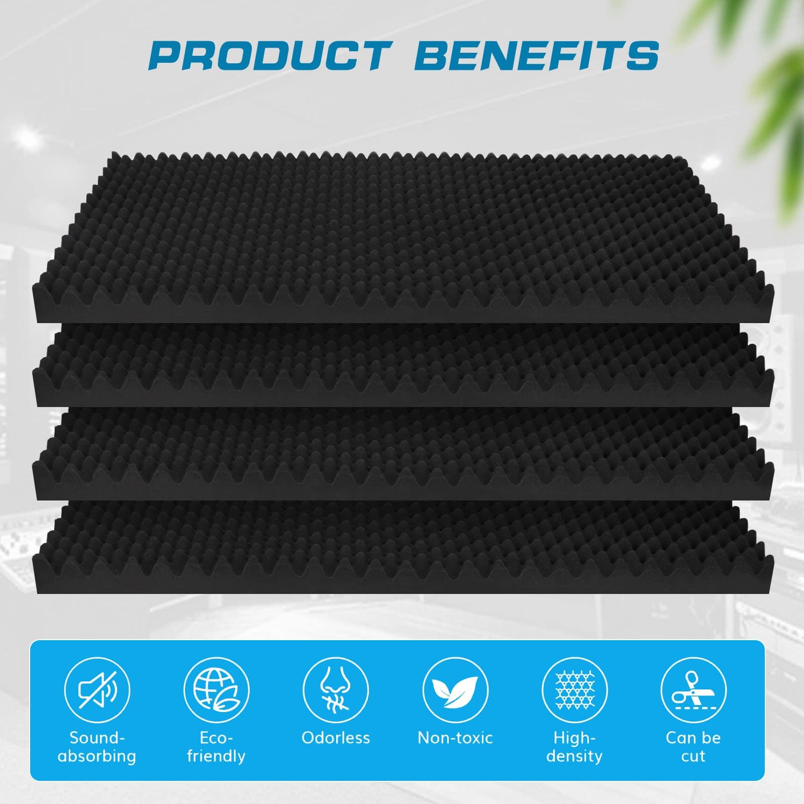 2 Pack Paneles de Espuma Acústica, 48X24X2 Pulgadas Paneles - Imagen 5