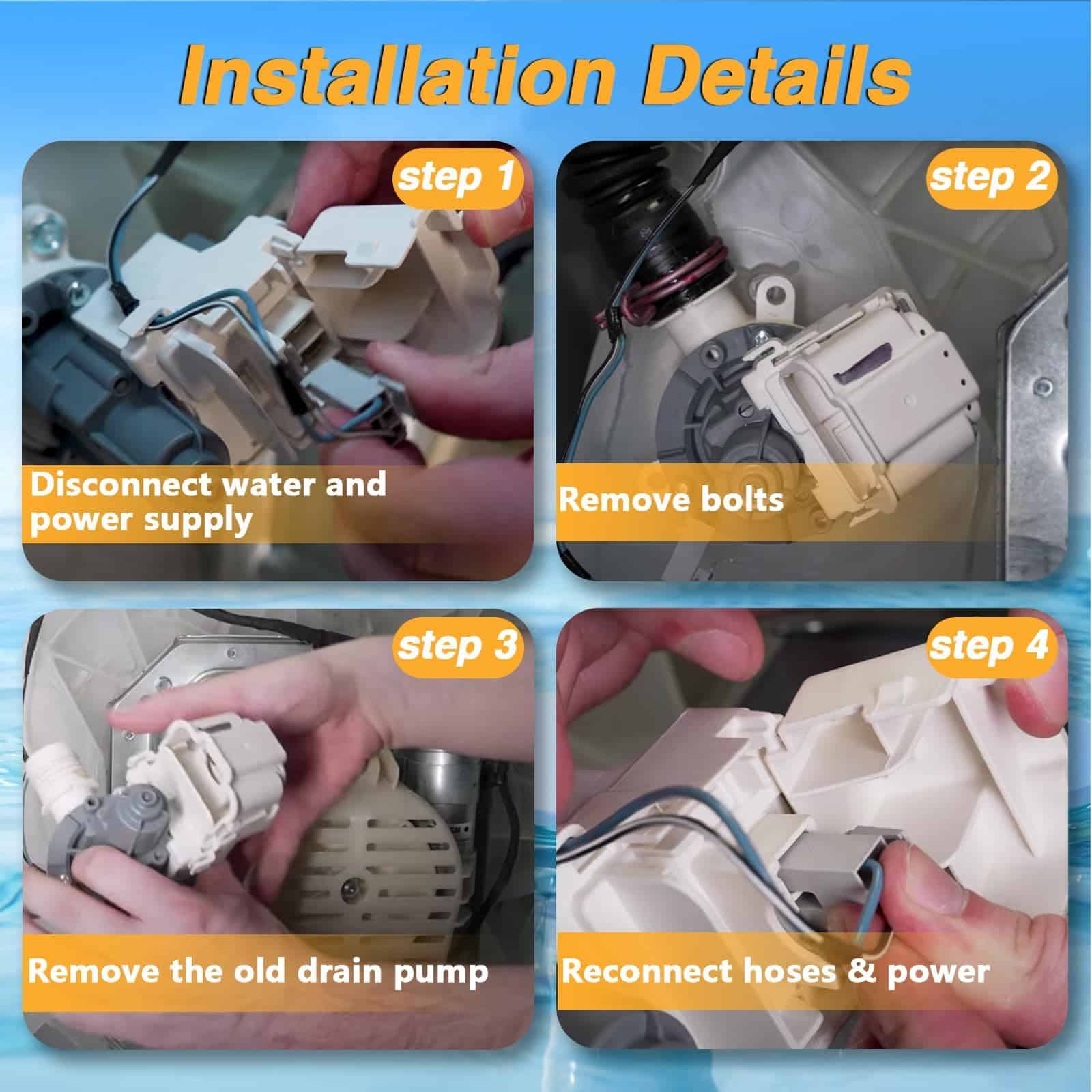 RUHUALIFE Upgrade Washer Drain Pump Assembly Washing - Imagen 7