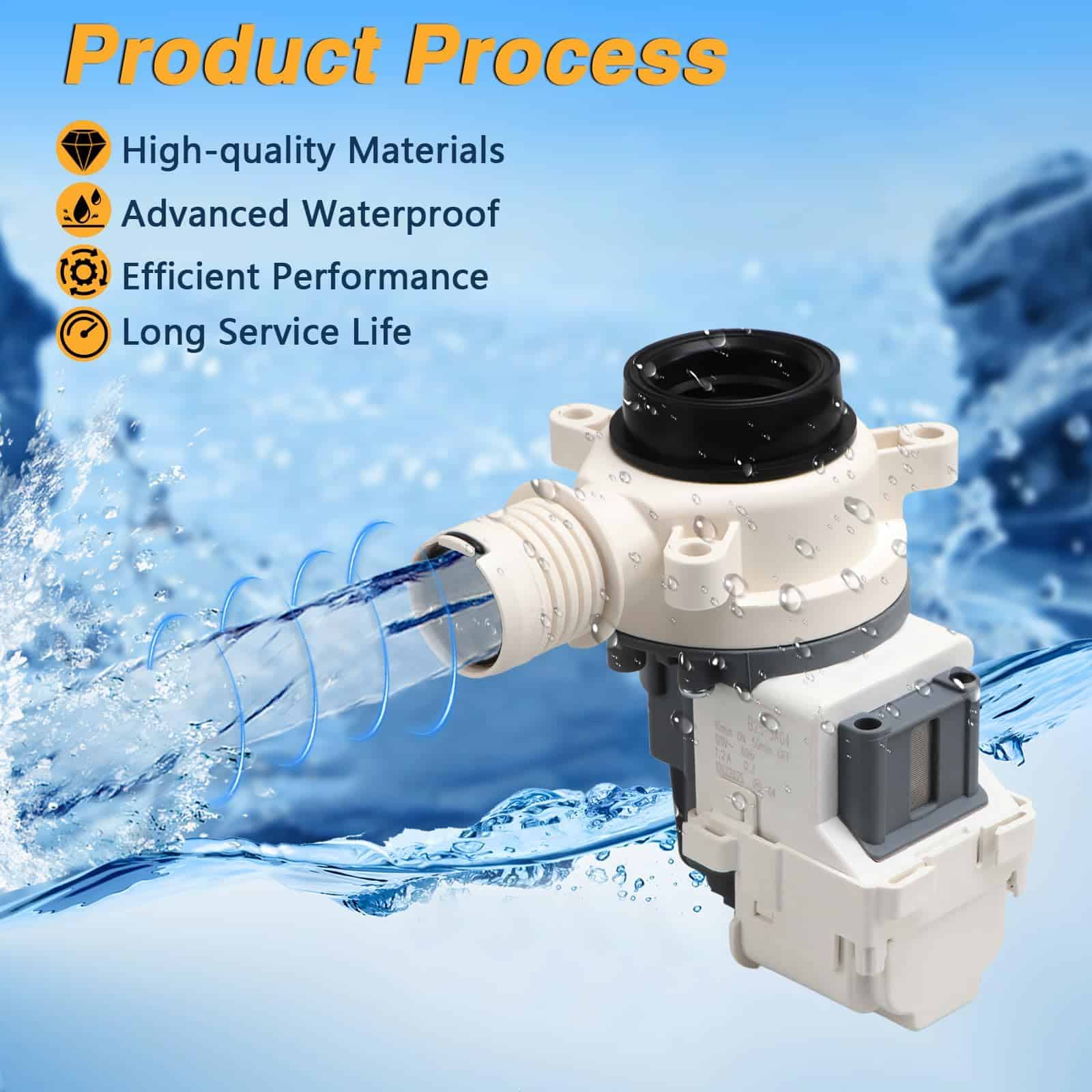 RUHUALIFE Upgrade Washer Drain Pump Assembly Washing - Imagen 3