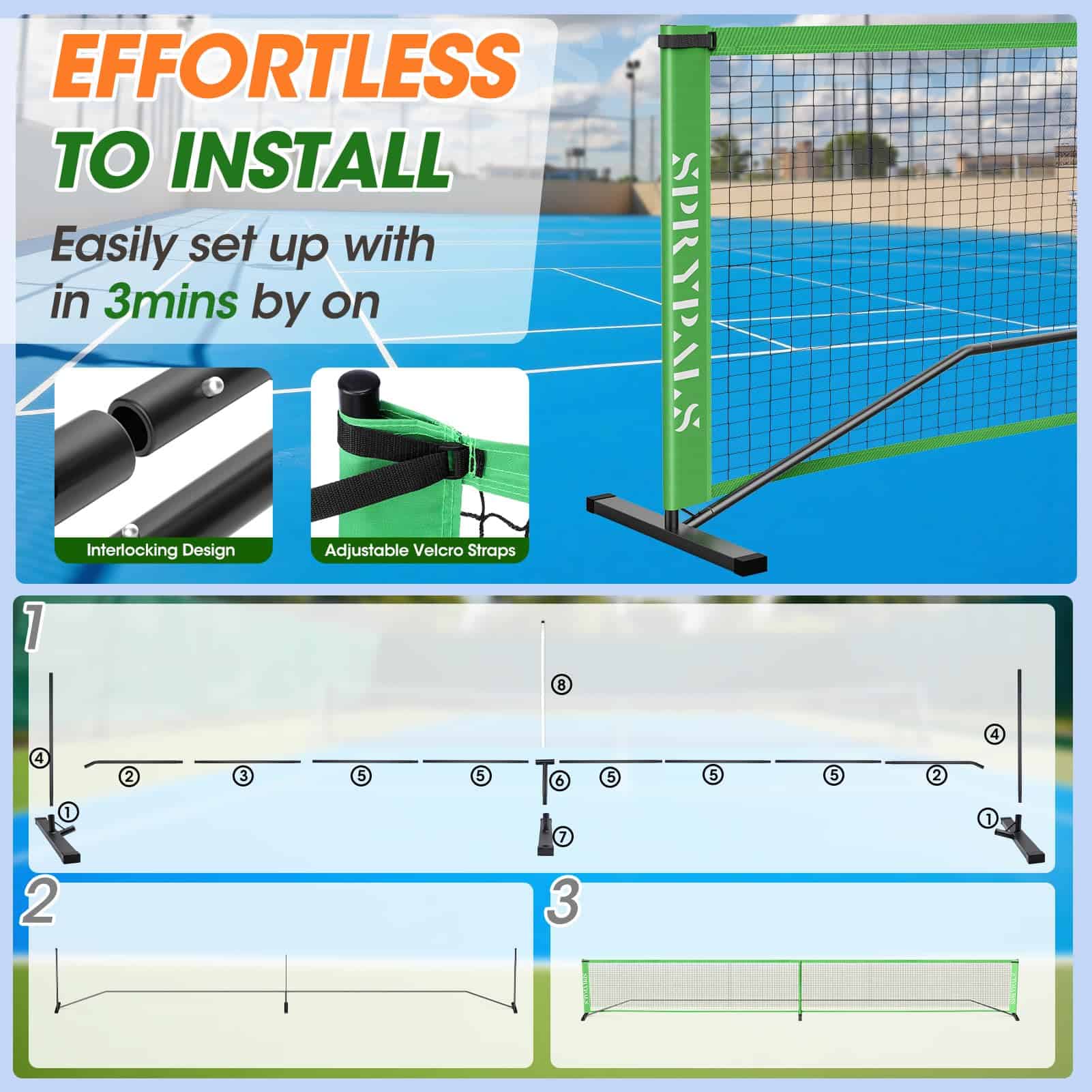 Set de Pickleball con Red para Driveway, Portátil 22FT - Imagen 8