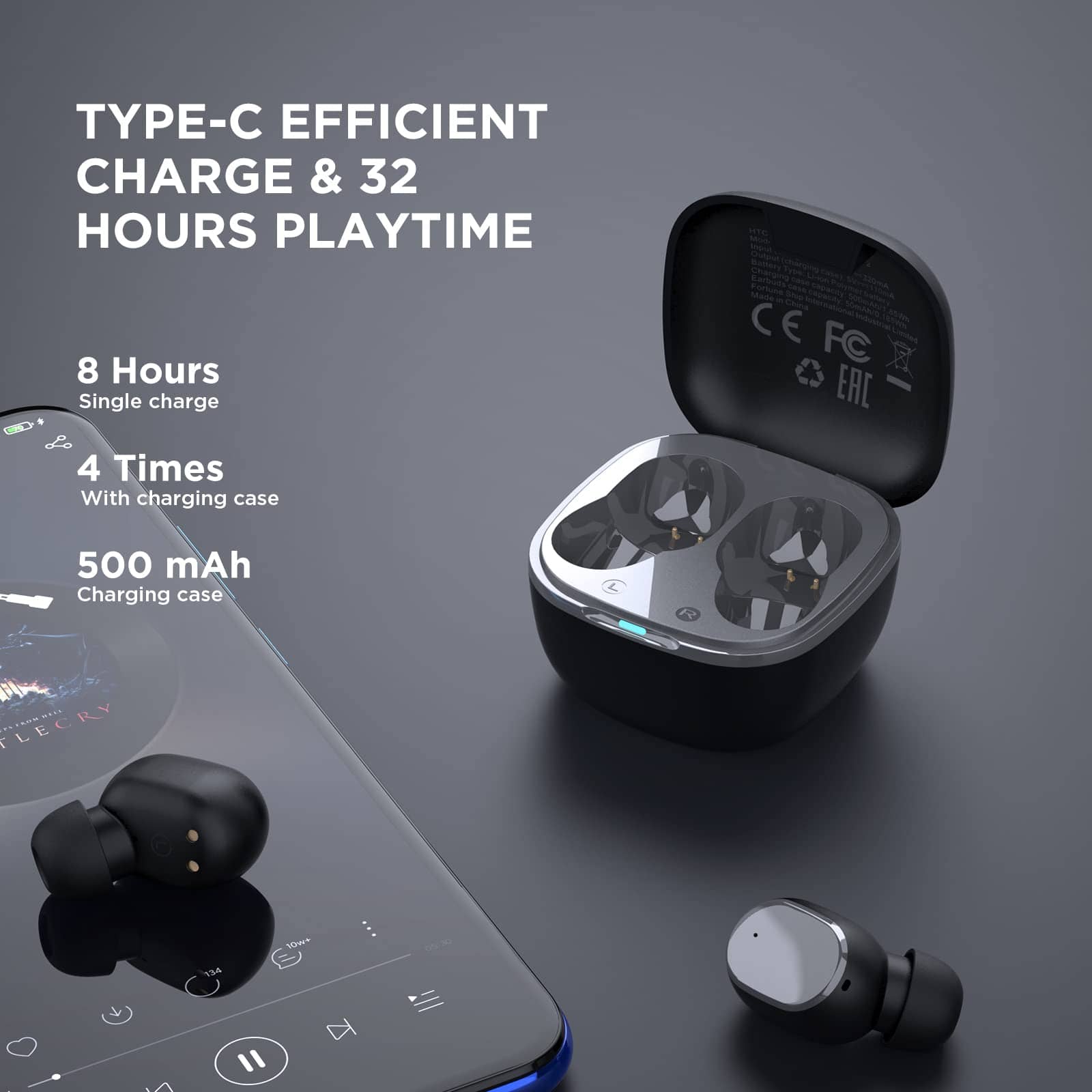 Audífonos inalámbricos HTC True Wireless Bluetooth 2, tipo - Imagen 4