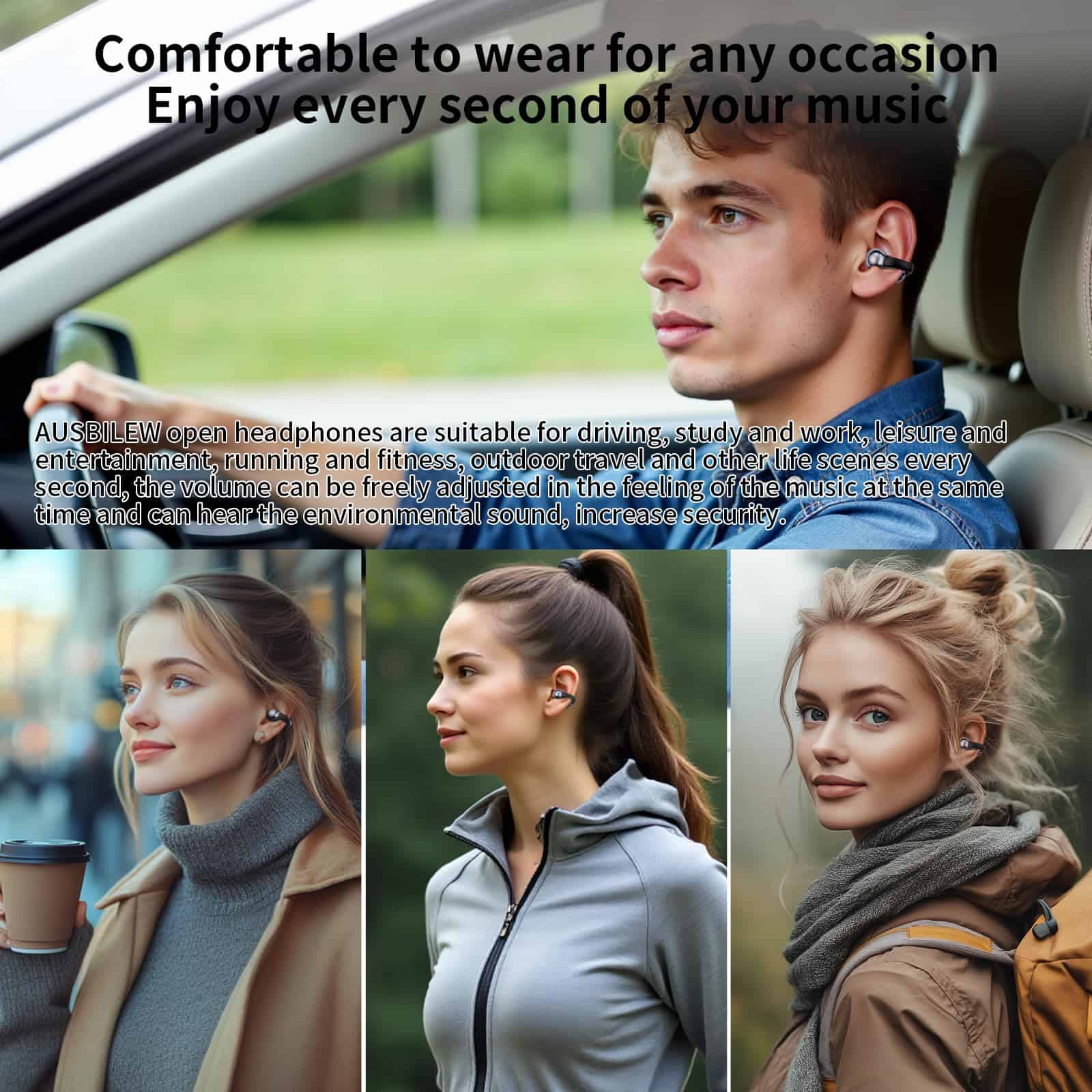 Ausbilew Audífonos Inalámbricos Bluetooth IPX6 Impermeable - Imagen 7