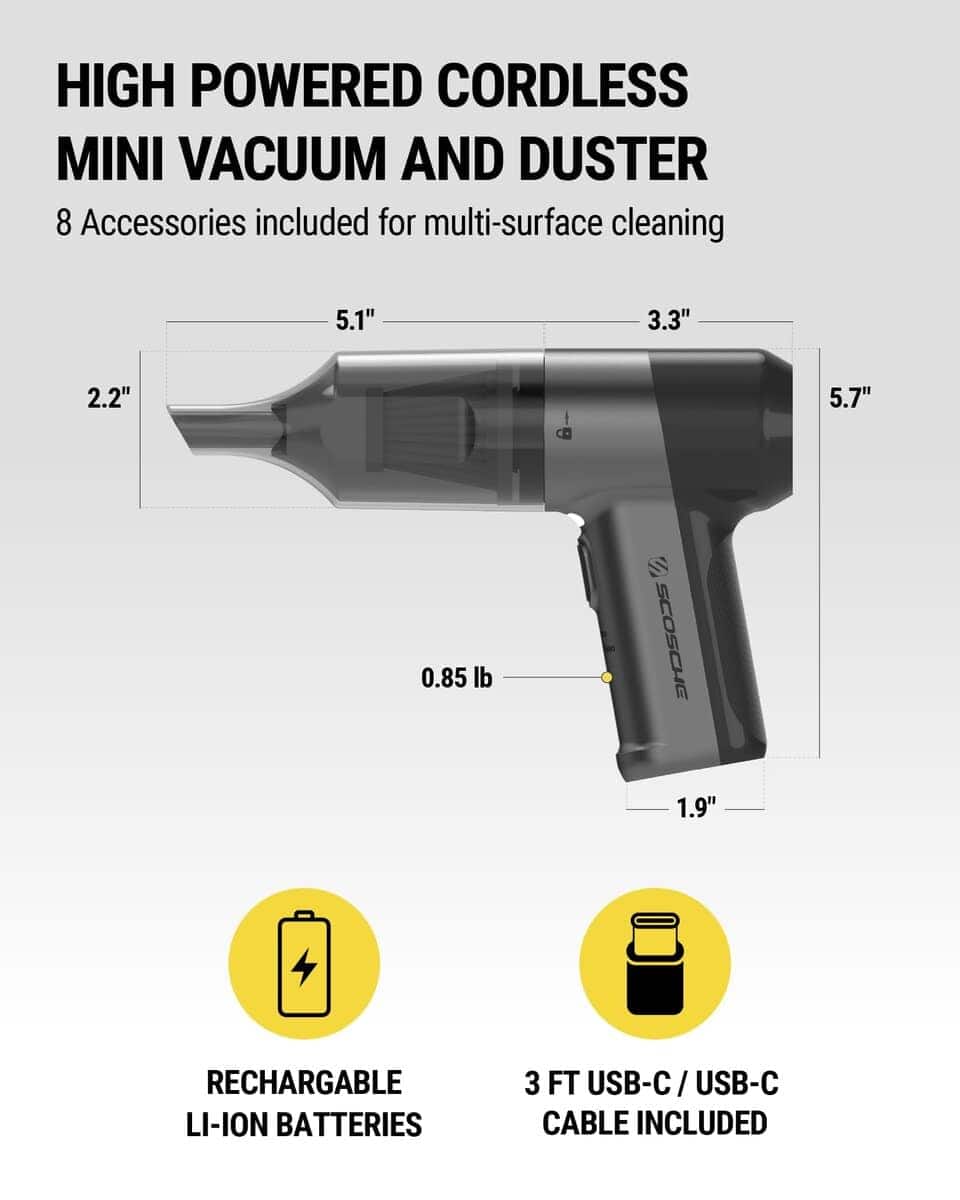 Aspiradora de Coche Inalámbrica 4 en 1 de Alta Potencia - Imagen 3