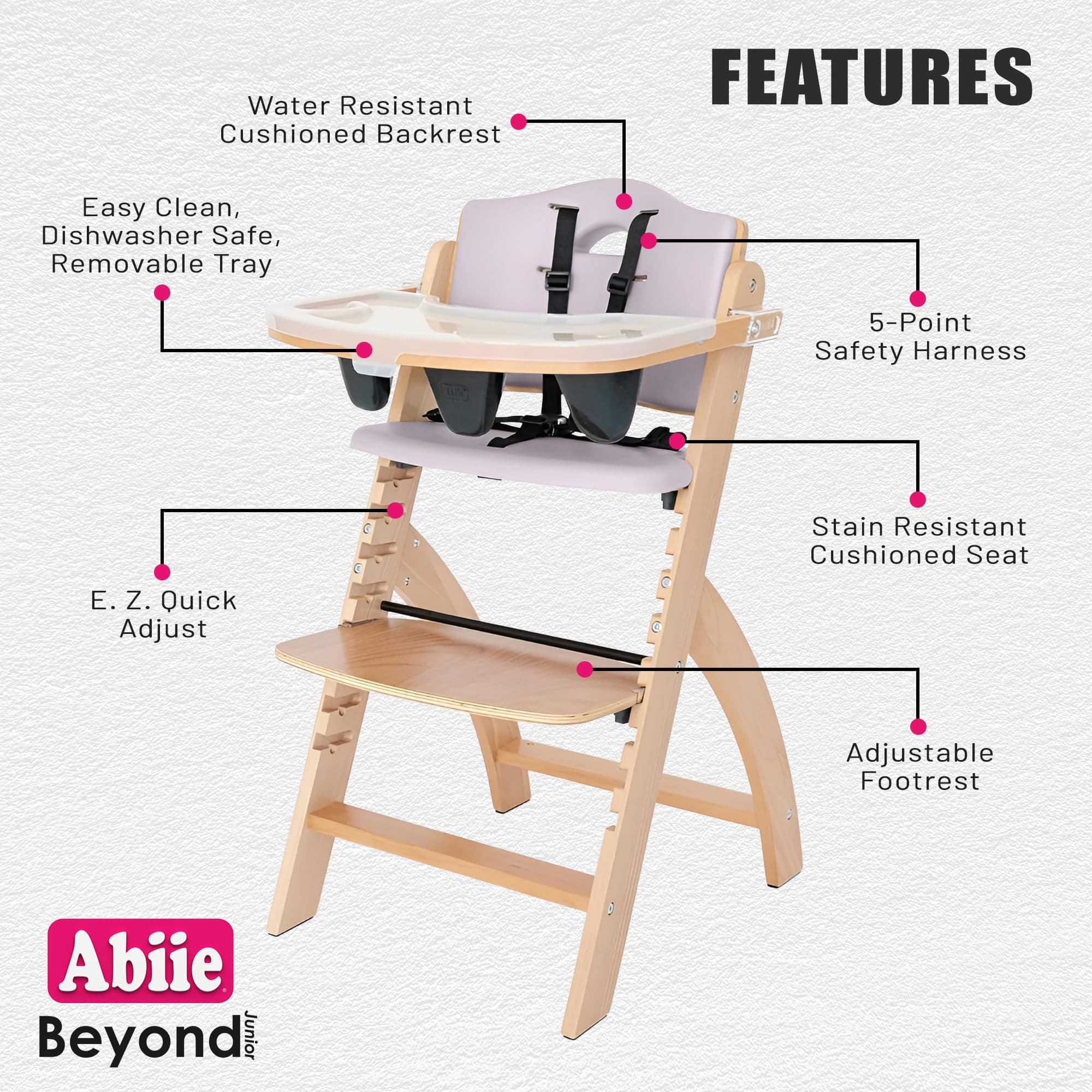 Silla Alta de Madera Abiie Beyond Junior -Madera Natural con - Imagen 3