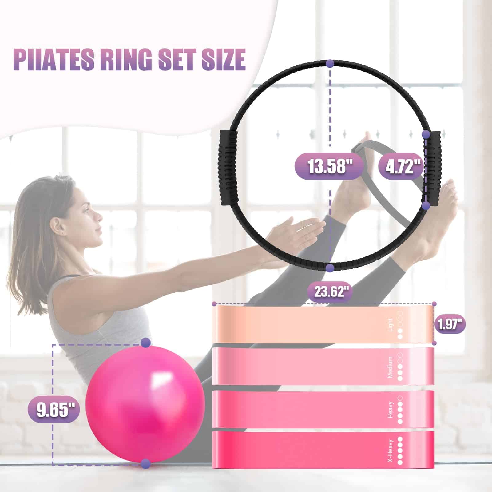 Juego de Anillo de Pilates JHMFDDSB, Kit de Pilates con - Imagen 3