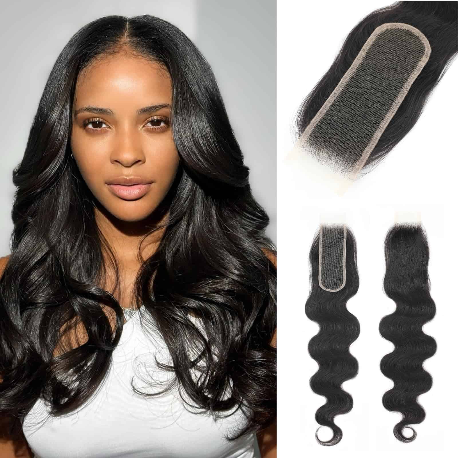 Cierre 2X6 de Encaje HD Real al 100% Onda Corporal de Pelo