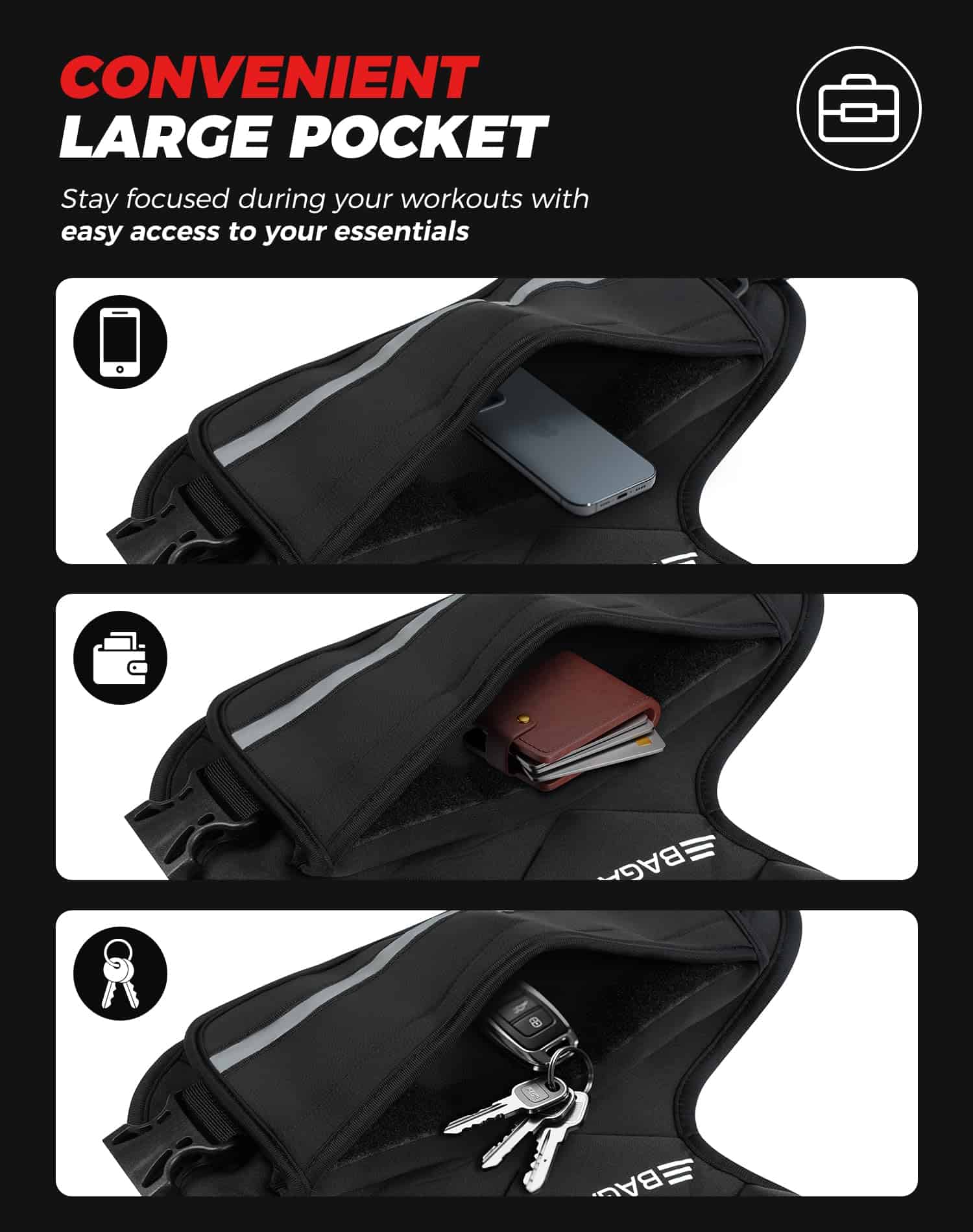 Chaleco Ponderado Ajustable BAGAIL, -Negro - Imagen 6