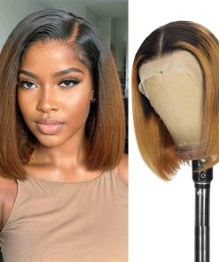 Pelucas de Cabello Humano KULYMUWIG Ombre 1B/30 Bob de 13x4
