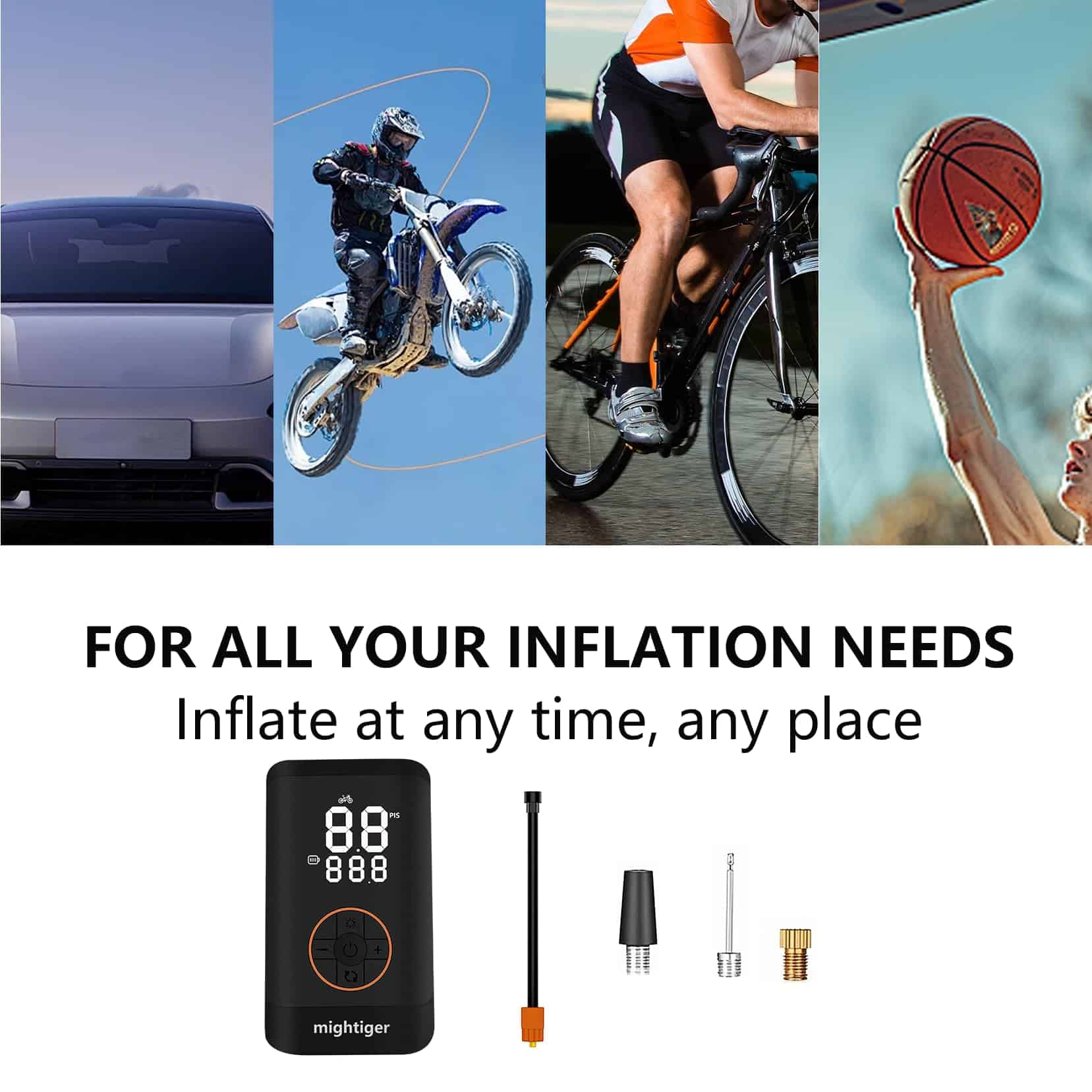 Inflador de neumáticos MIGHTIGER Compresor de aire portátil - Imagen 8
